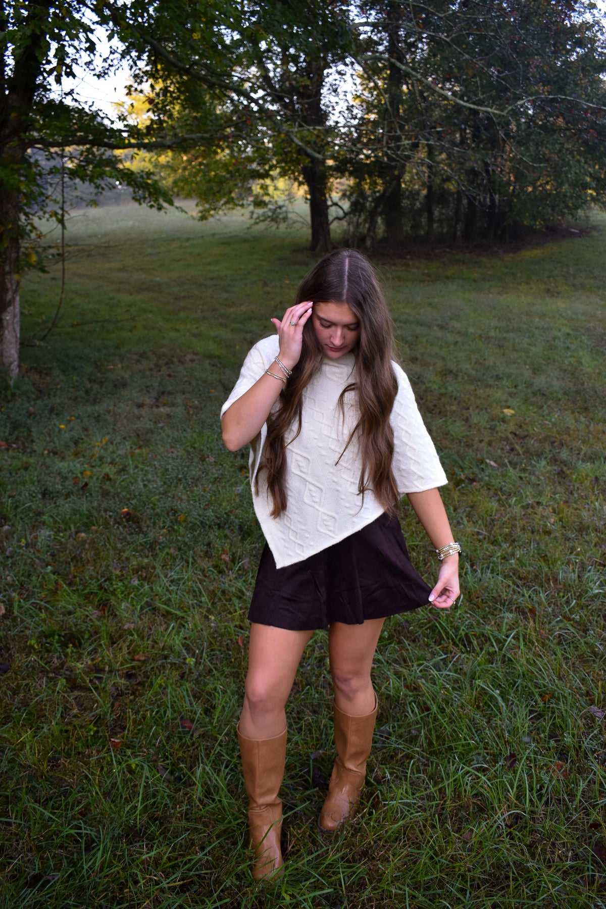High-Waist Paneled Flare Mini Skirt
