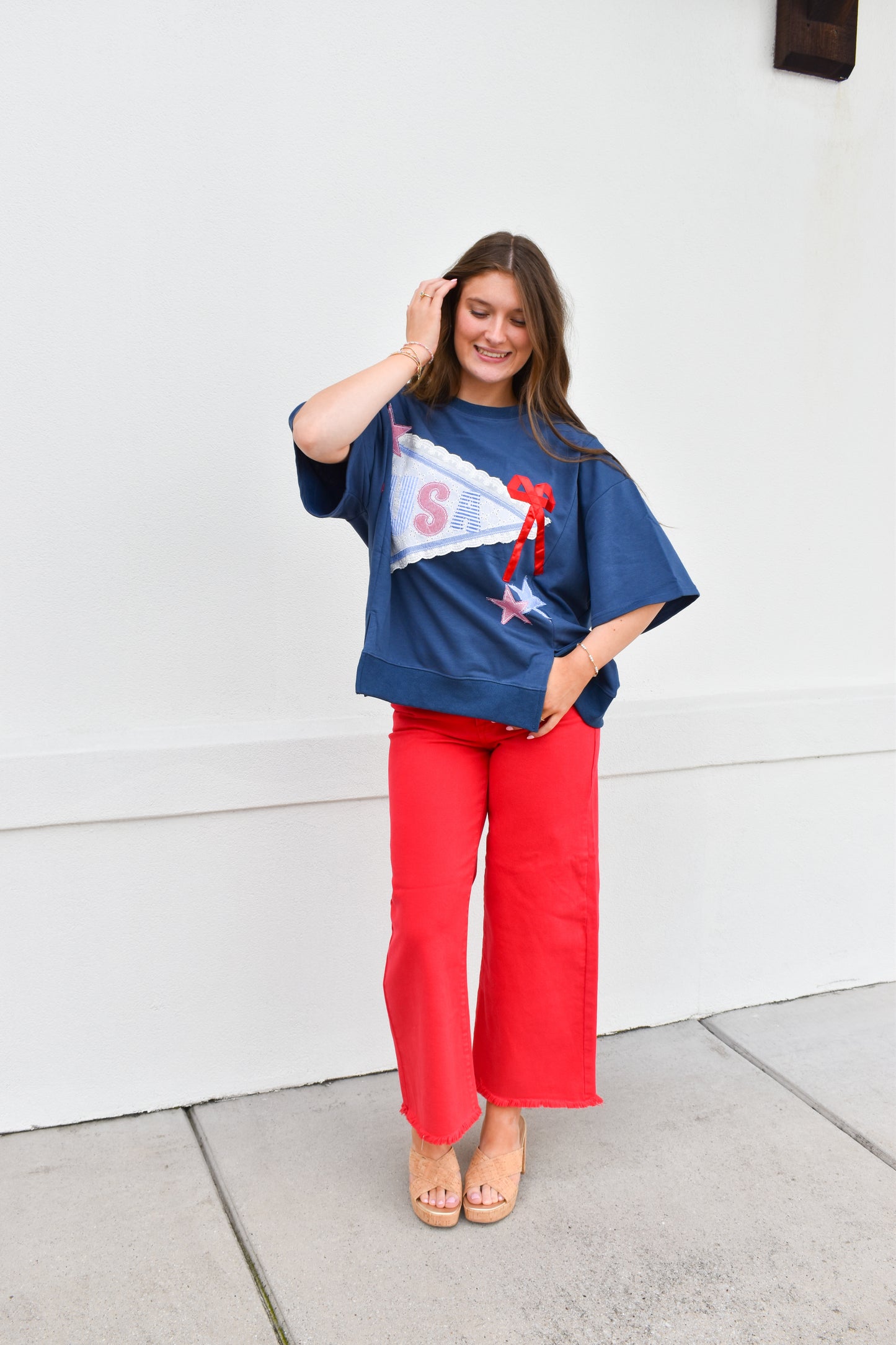 USA Lace Ribbon Sweatshirt
