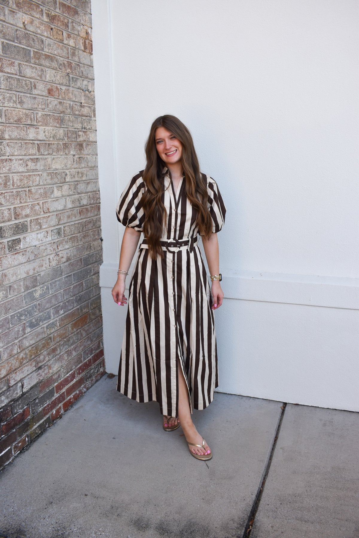 Cora Belted Stripe Maxi Dress