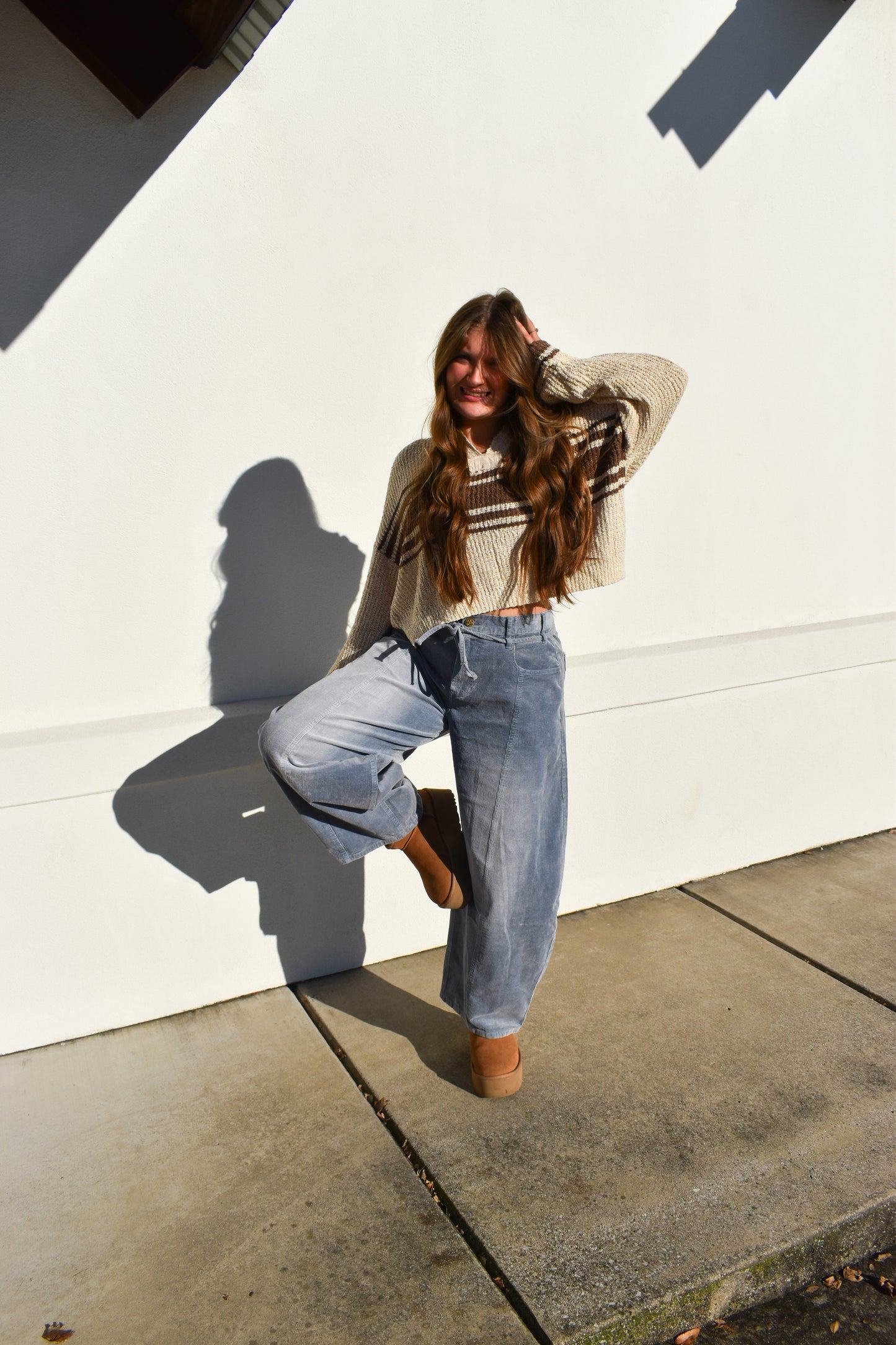 Stripe Patch Long Sleeve Sweater