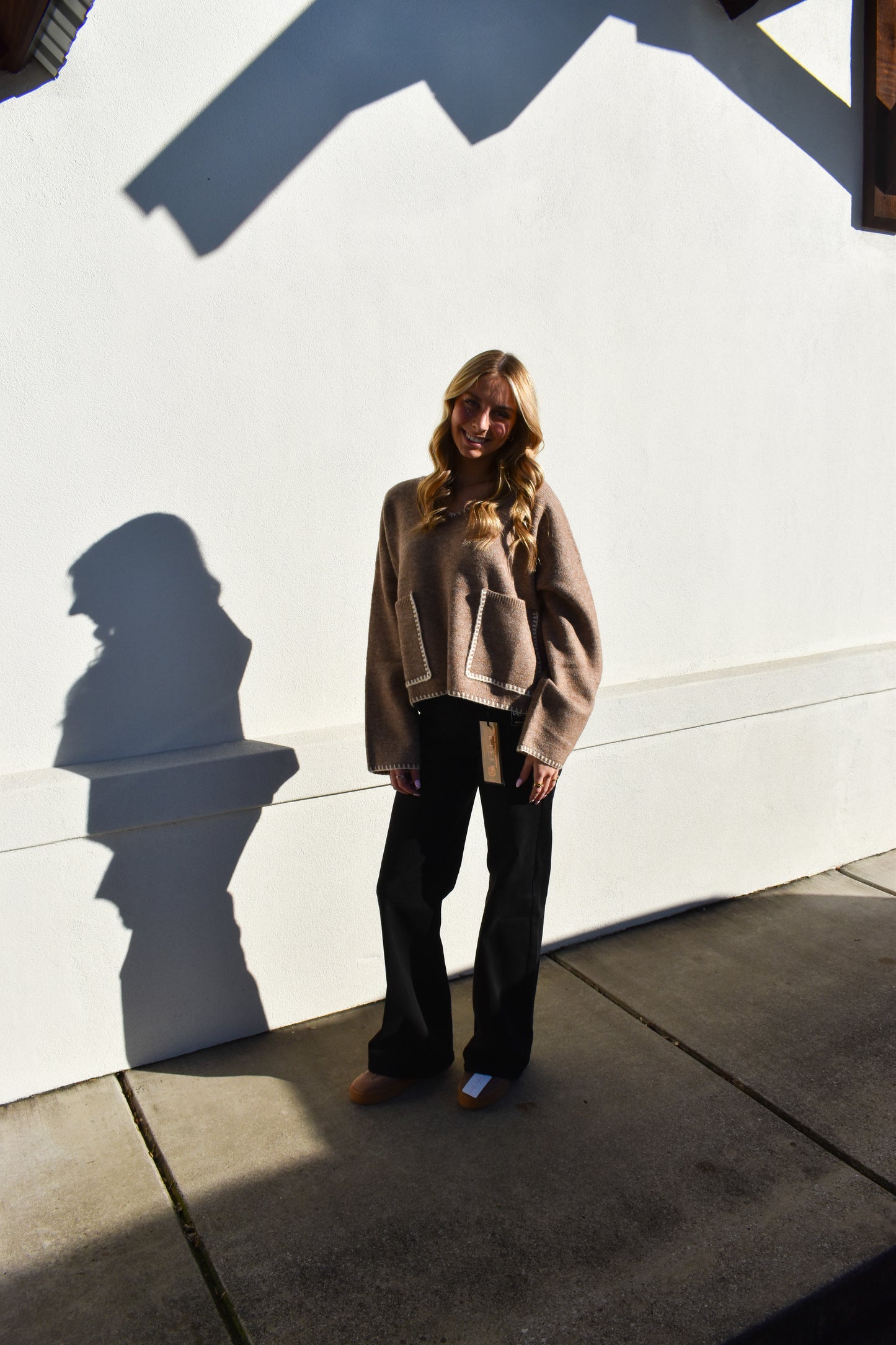 Stitch Detail V Neck Sweater