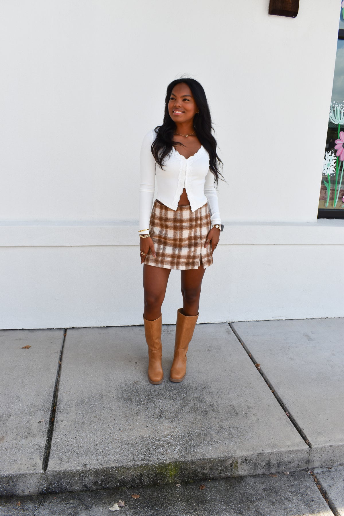 White Lace Long Sleeve Top