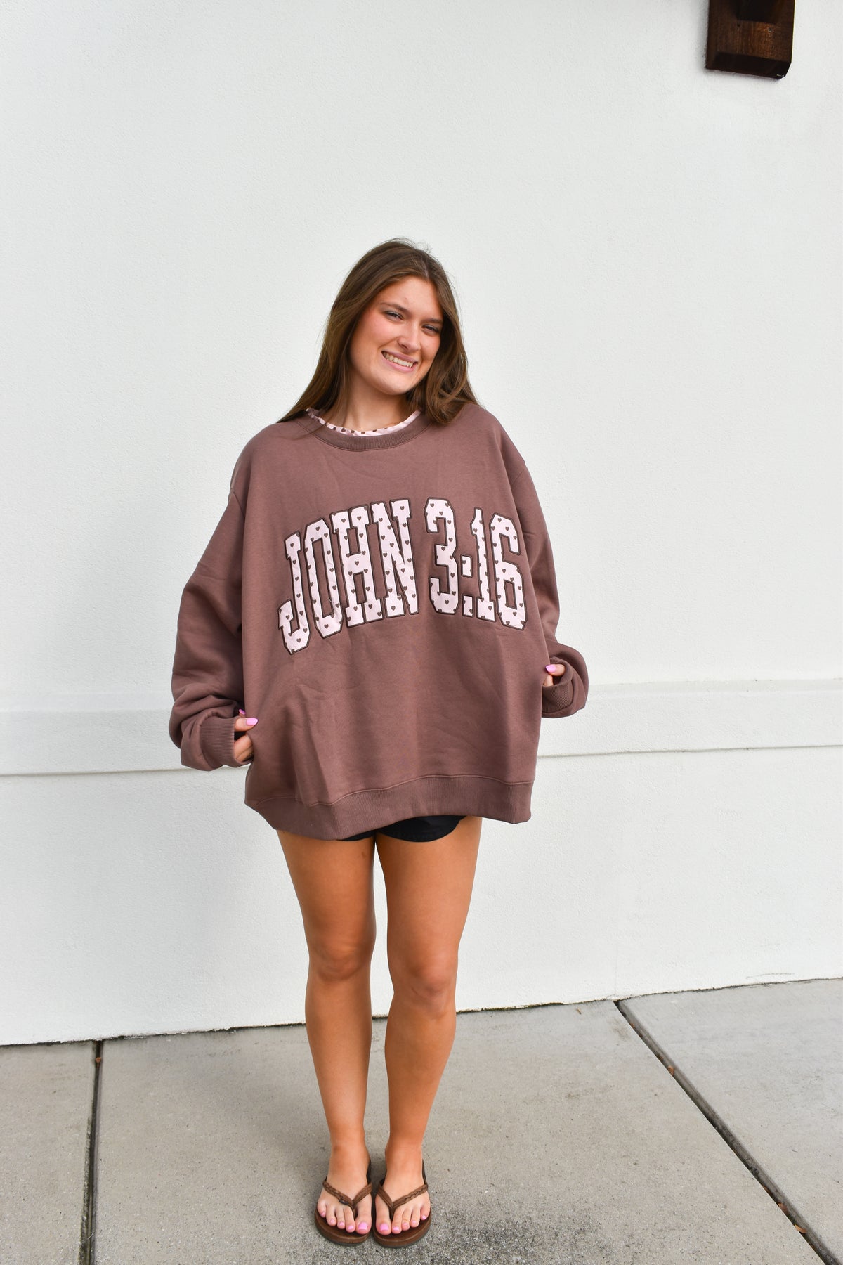 JOHN 3:16' Heart Applique Sweatshirt