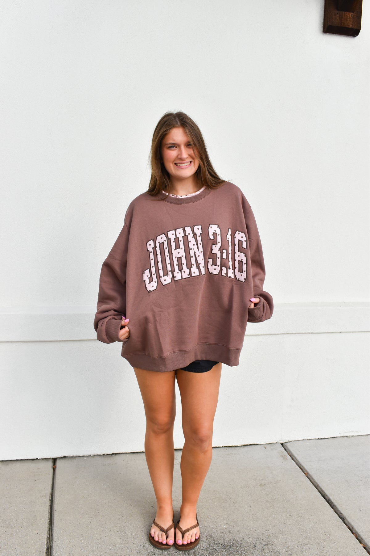 JOHN 3:16' Heart Applique Sweatshirt
