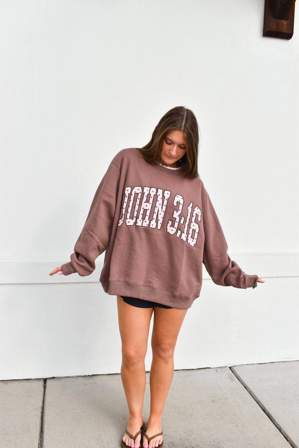 JOHN 3:16' Heart Applique Sweatshirt