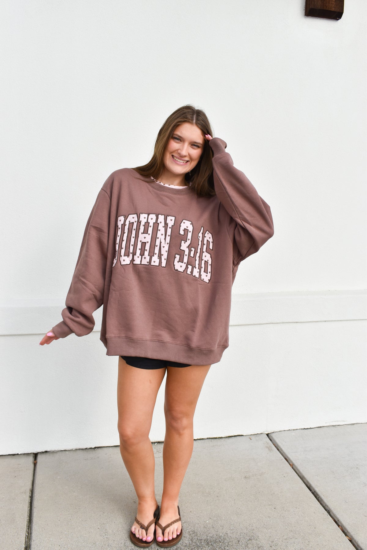 JOHN 3:16' Heart Applique Sweatshirt
