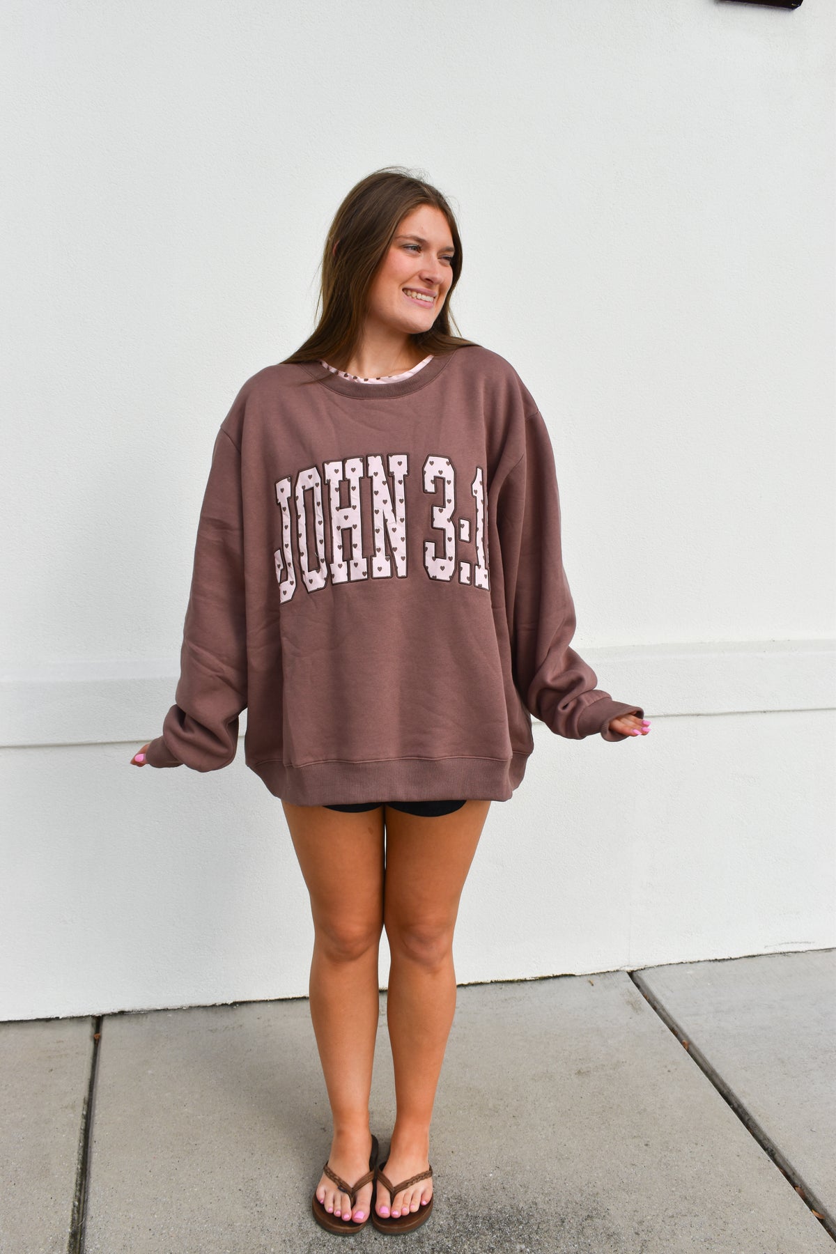 JOHN 3:16' Heart Applique Sweatshirt
