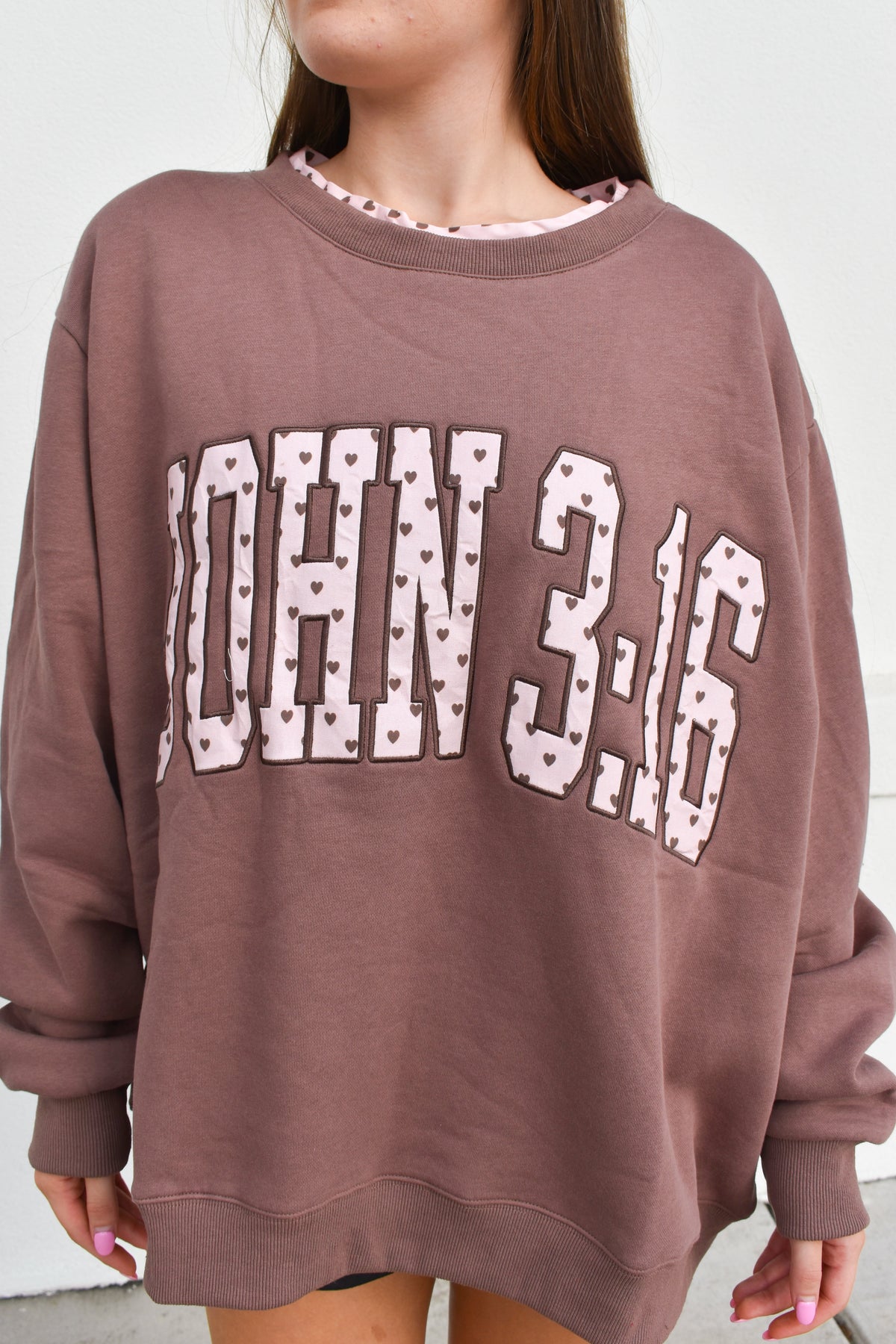 JOHN 3:16' Heart Applique Sweatshirt