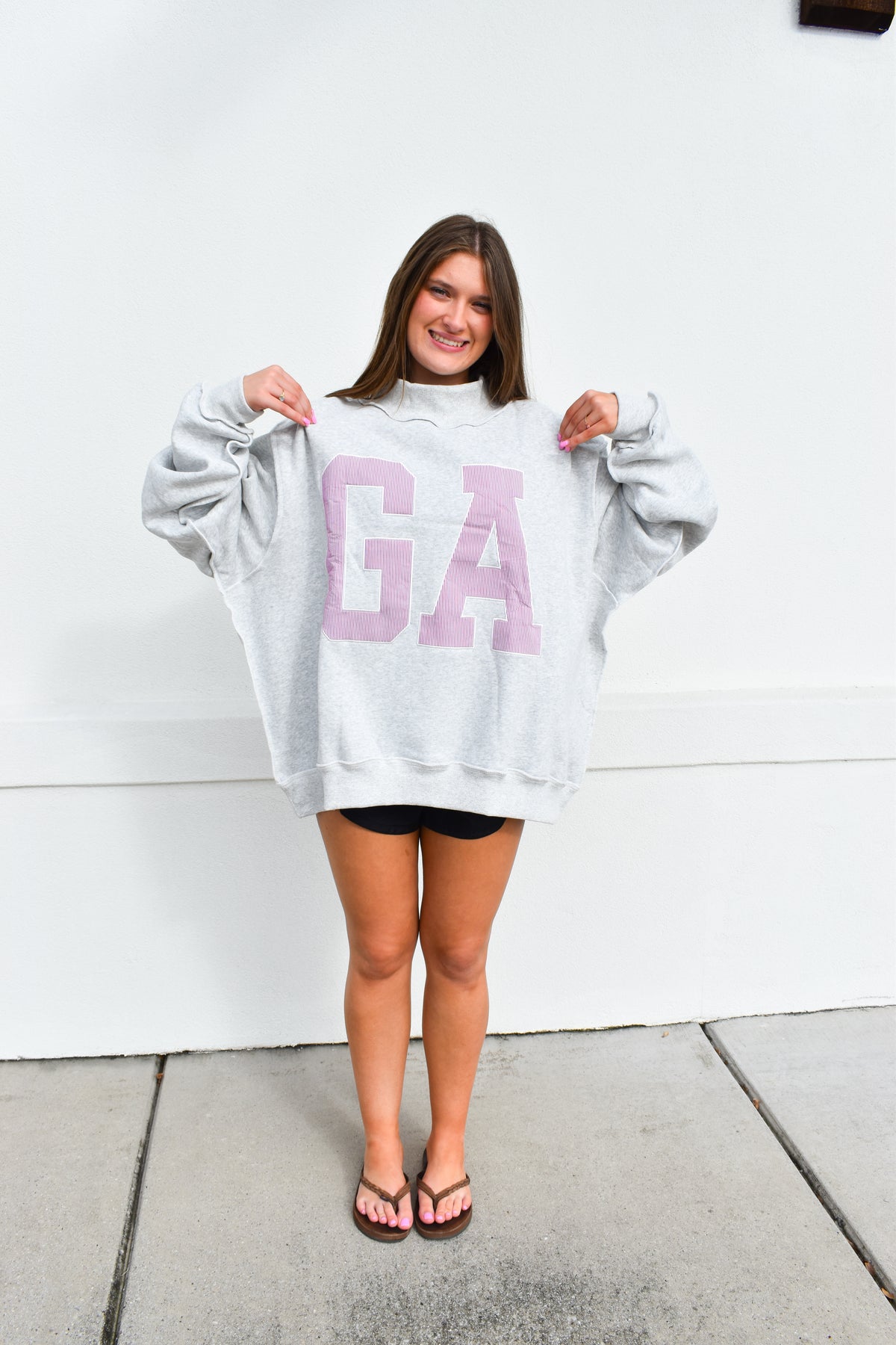 'GA' GEORGIA Embroidered Mock Neck Sweatshirt