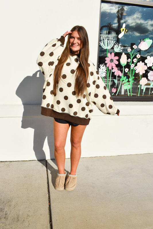 Reversible Polka Dot & Stripe Mockneck
