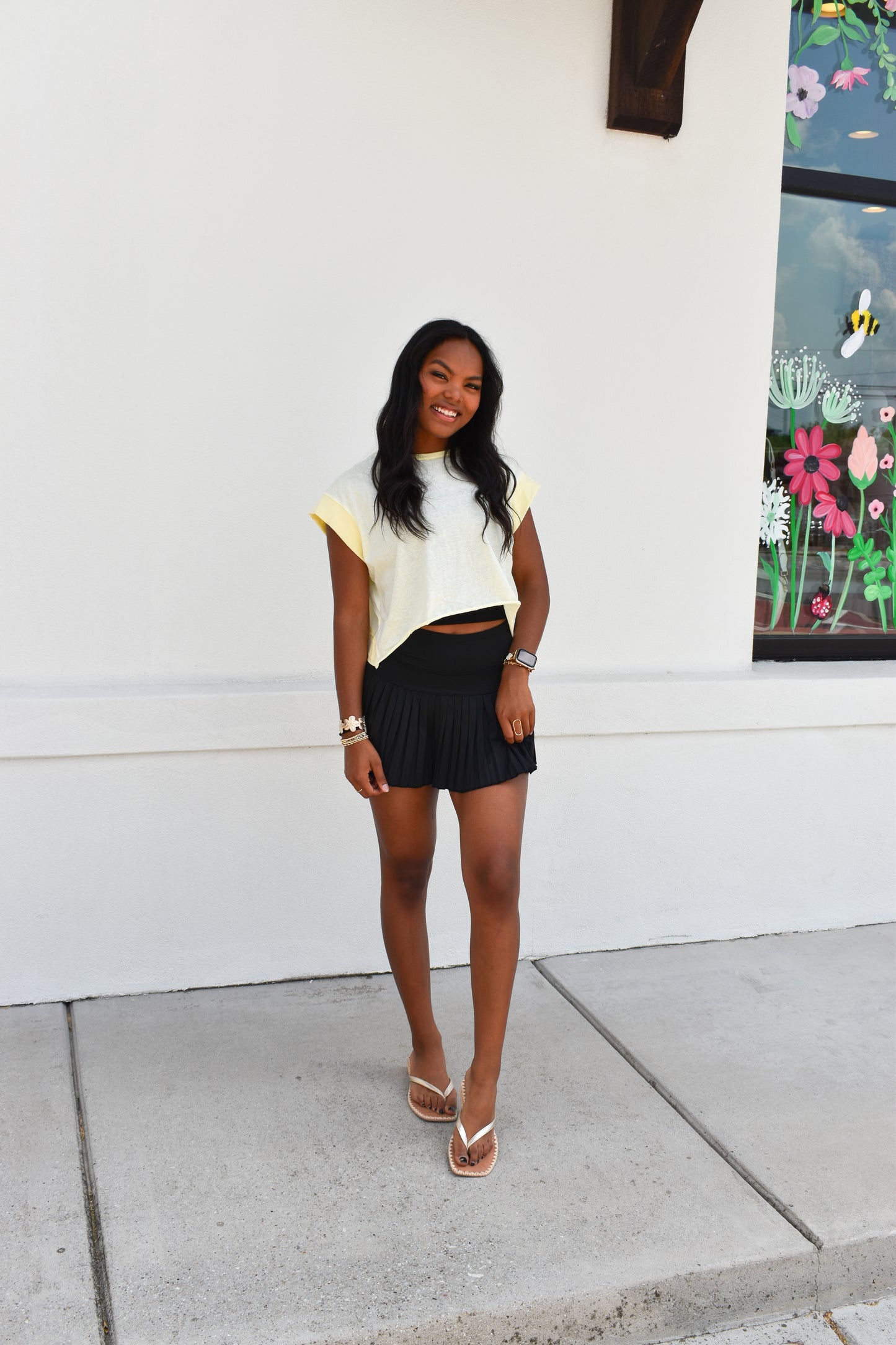 Cutout Back Layering Tee: Yellow