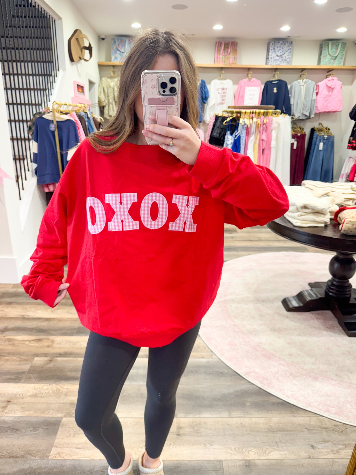 XOXO Gingham Mockneck