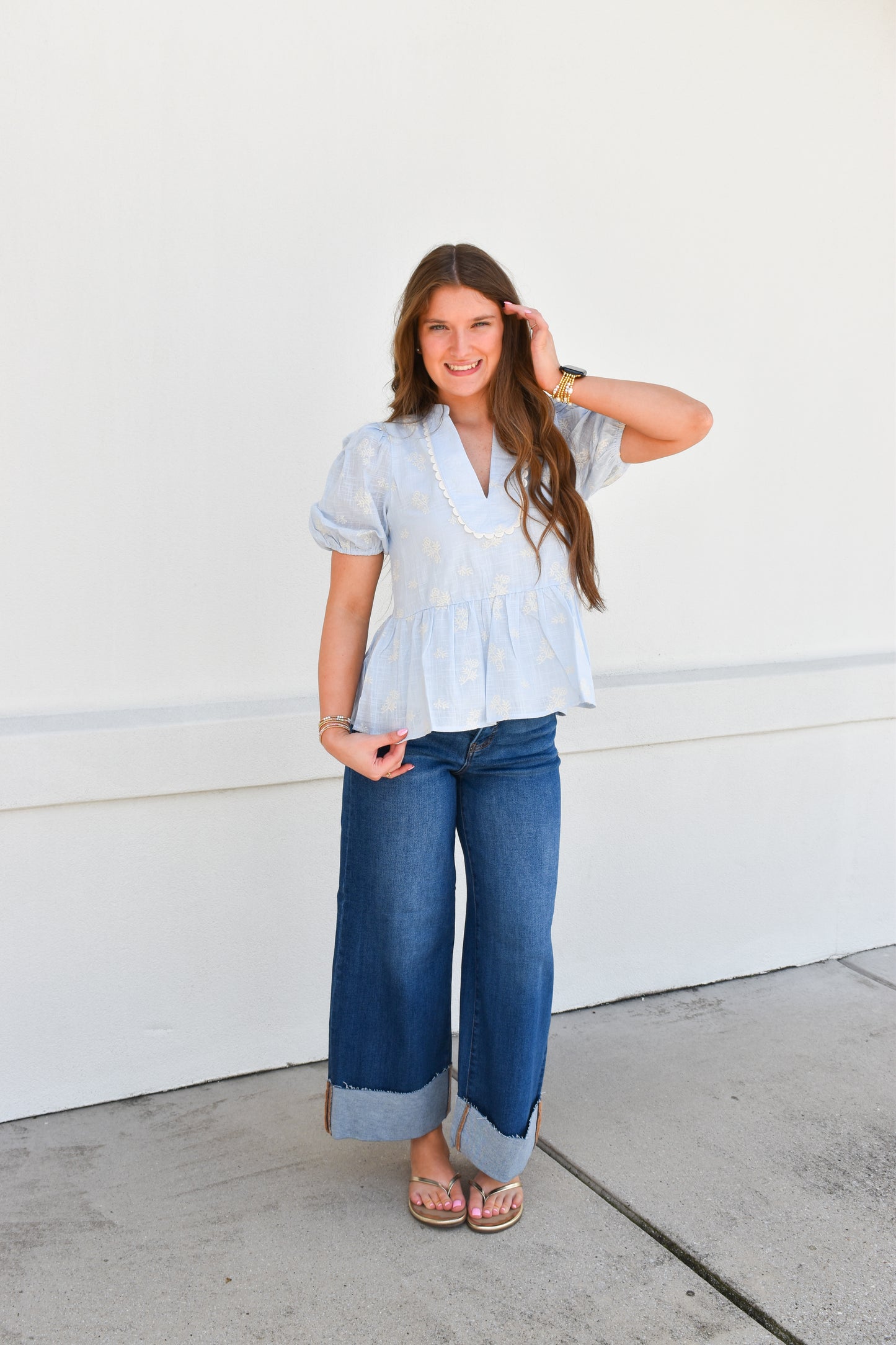 Eloise Peplum Puff Sleeve Top