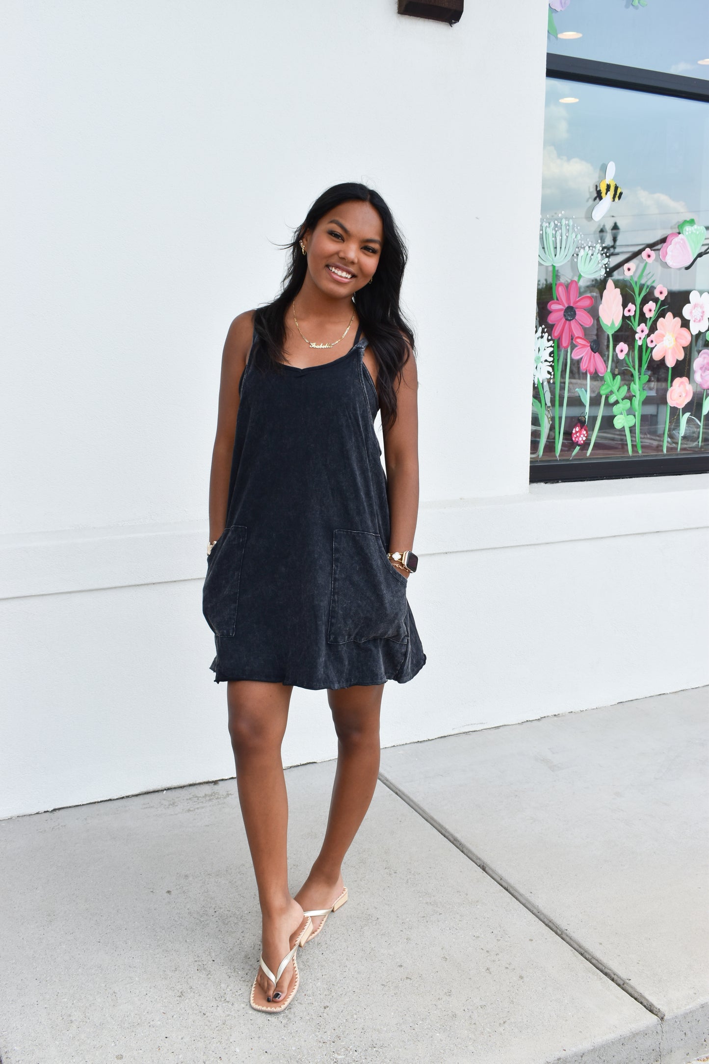 Mineral Washed Knit Mini Dress