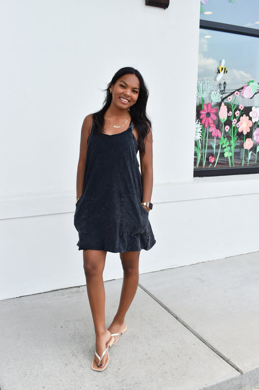 Mineral Washed Knit Mini Dress