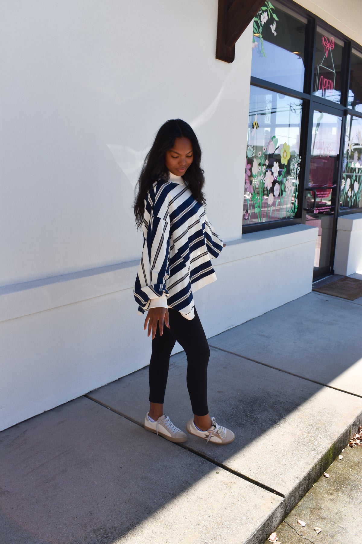 Striped Oversized Crewneck Top