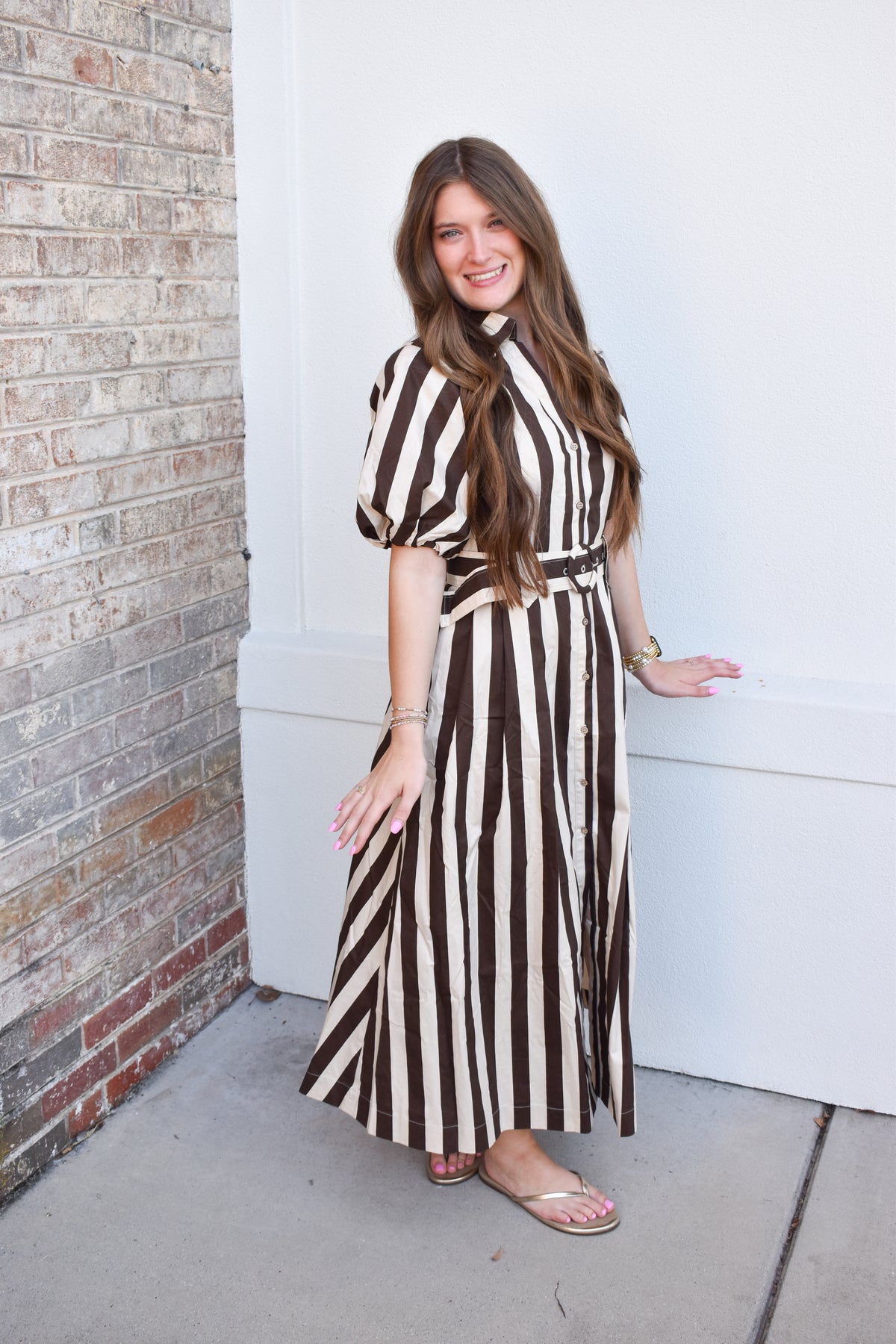 Cora Belted Stripe Maxi Dress