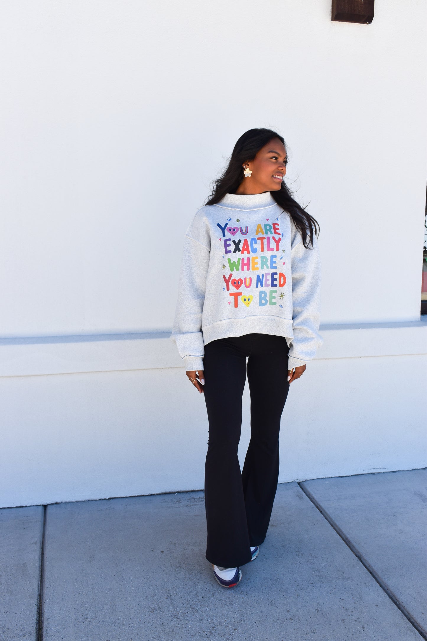 Fun Graphic Reversible Crop Mockneck