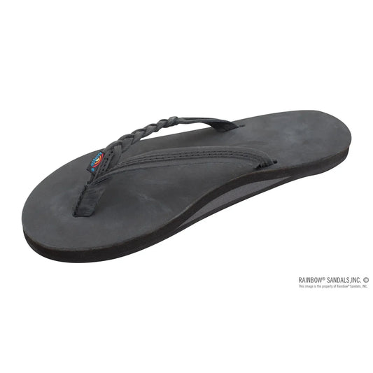 "Rainbow" Premium Black Flirty Braidy Flip Flops