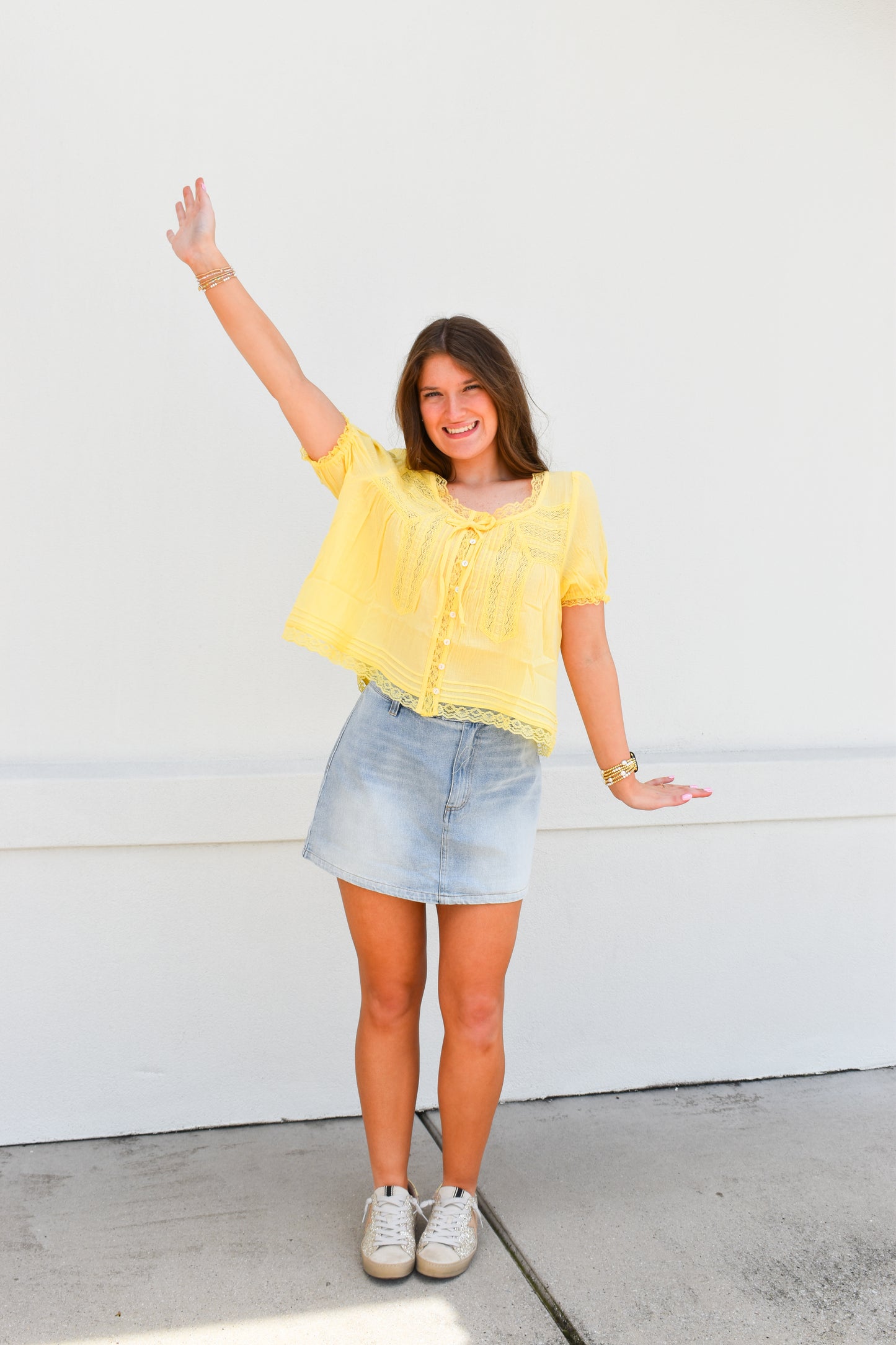 Lace & Lovely Top: Yellow
