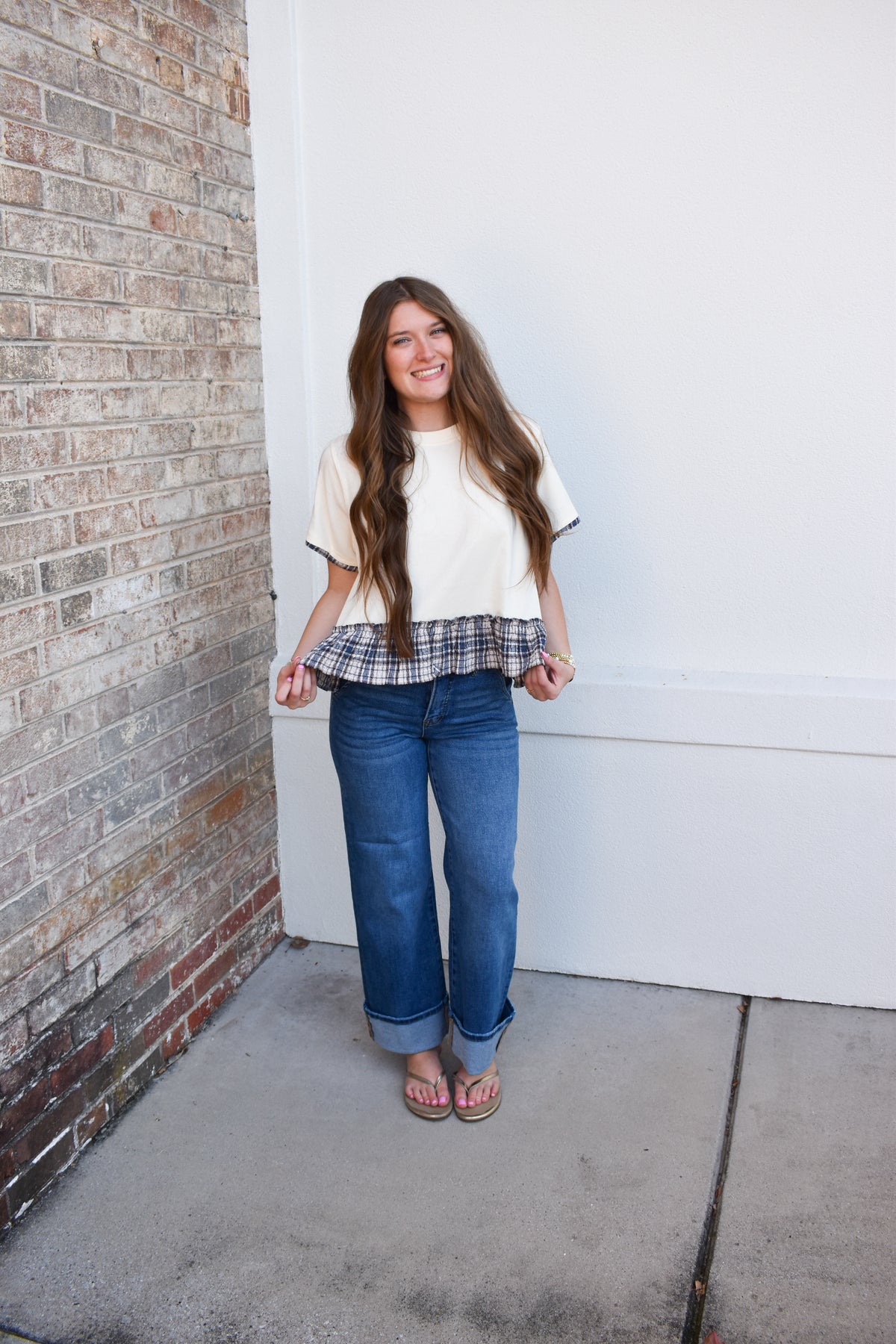 Hadley Plaid Trim Top
