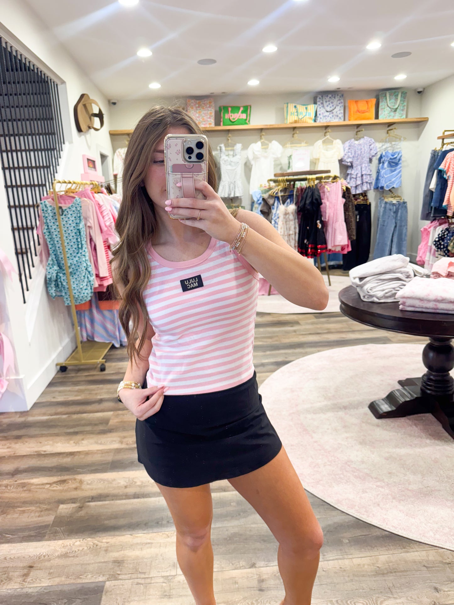 Lulu Mac Stripe Tank Top: Pink