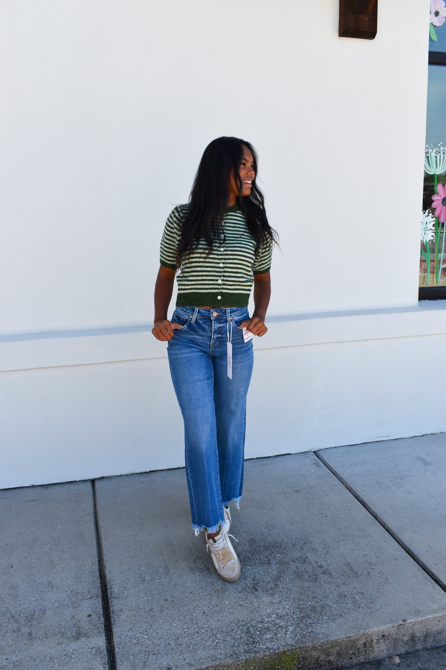 Puff Short Sleeve Stripe Cardi