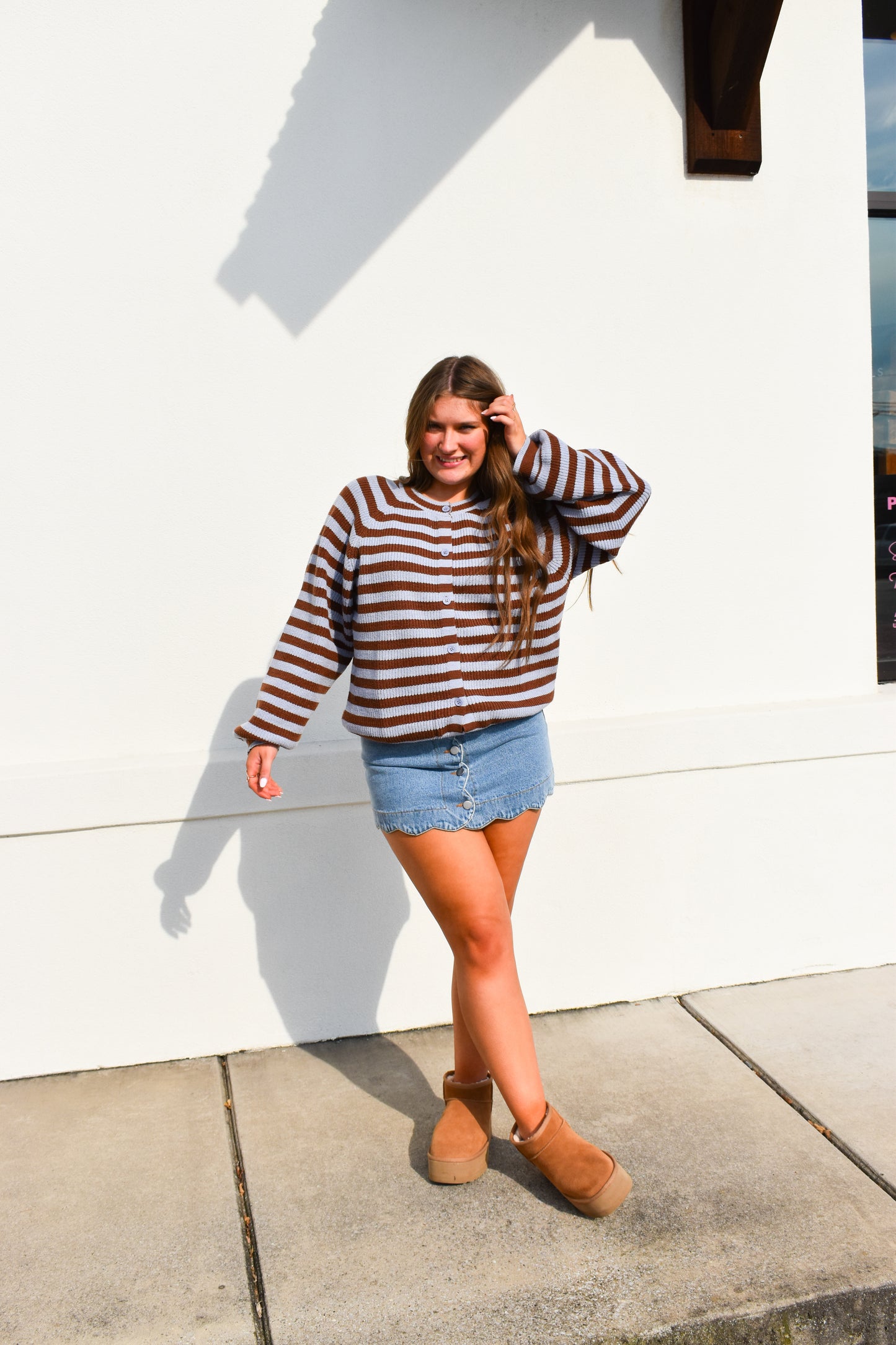 Brown/Blue Striped Sweater Cardigan