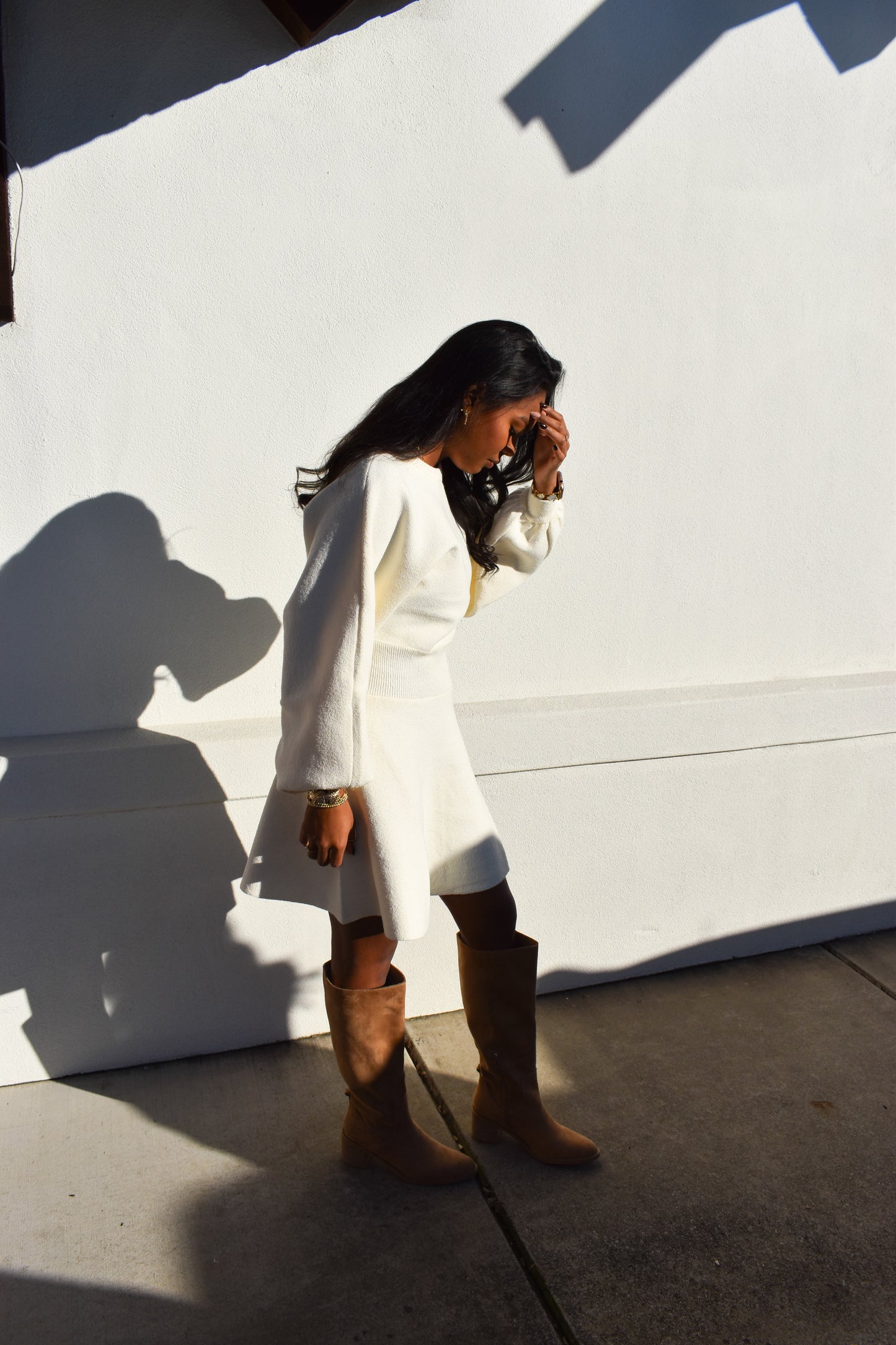 Ballon Sleeve Sweater Dress