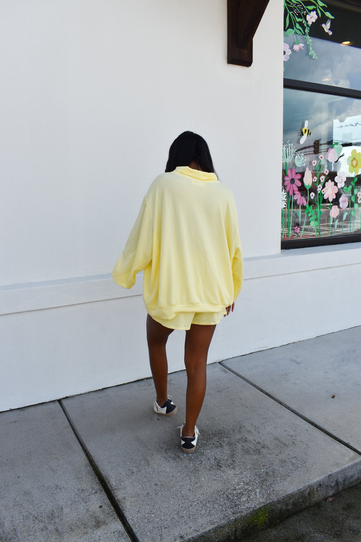 Yellow Waffle Knit Mockneck