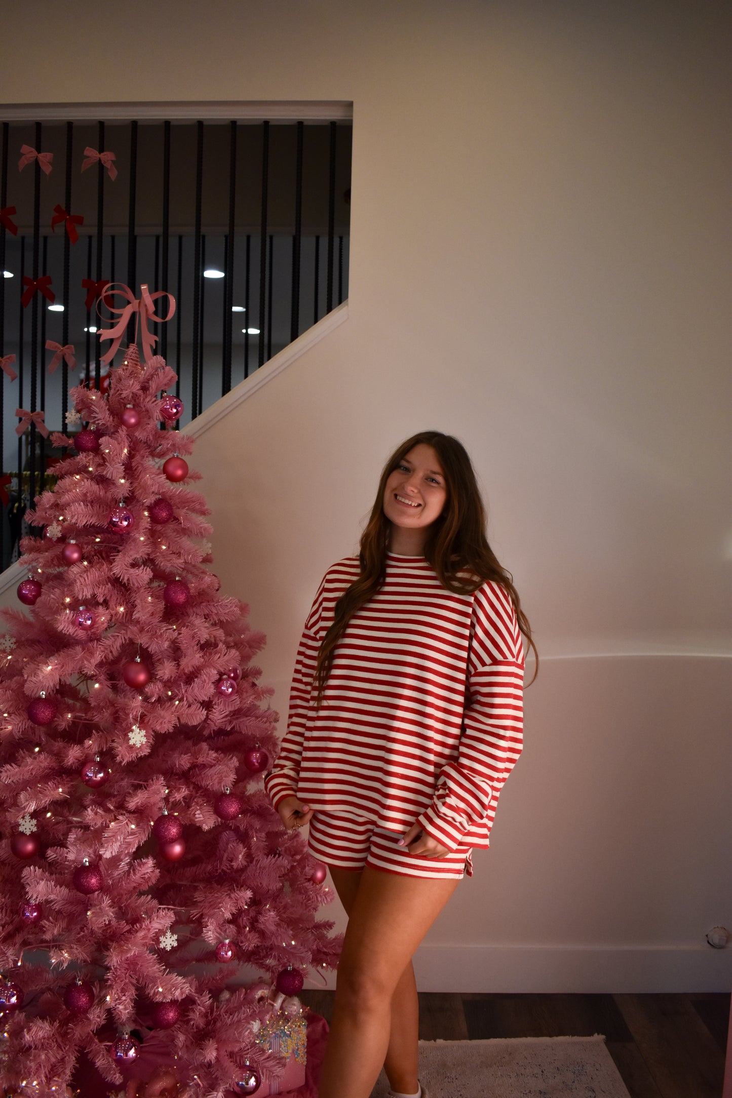 Lounge Stripe Top: Red