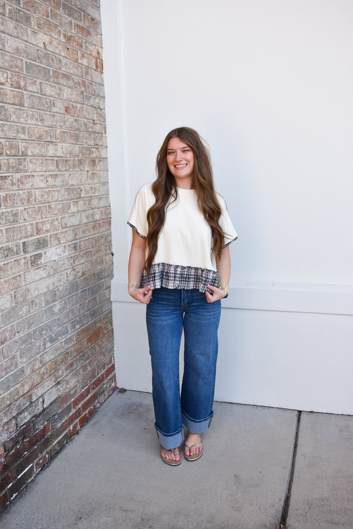 Hadley Plaid Trim Top