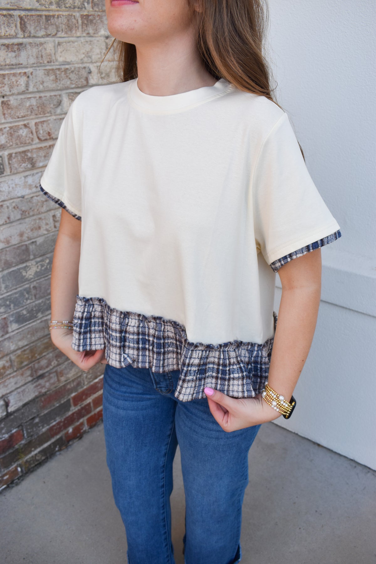 Hadley Plaid Trim Top