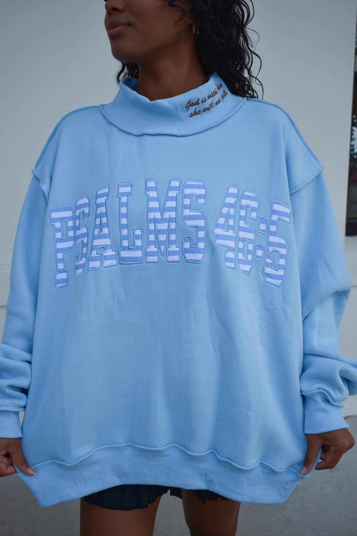 PSALMS 46:5 Double-Embroidered MockNeck