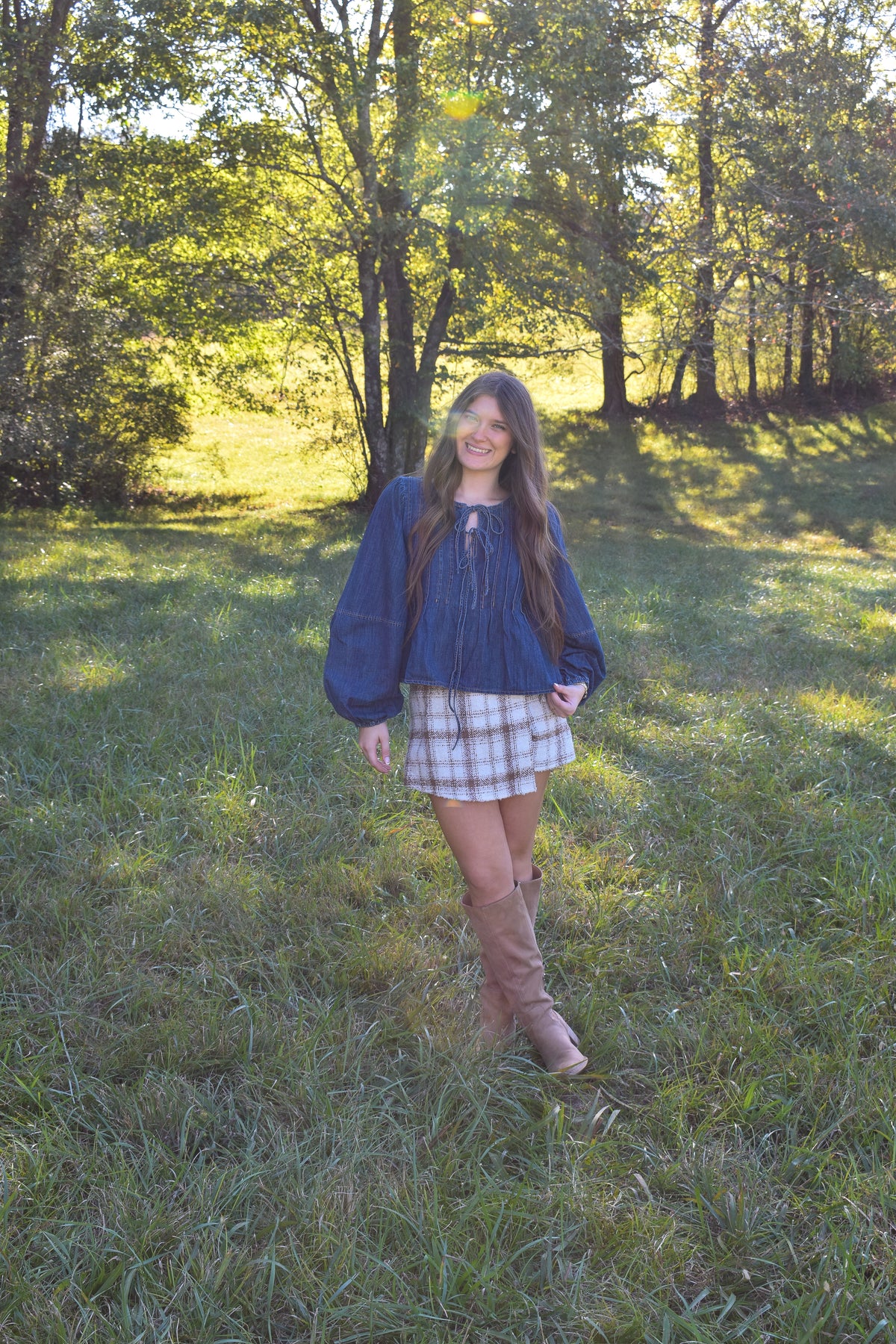 Denim Tie Top