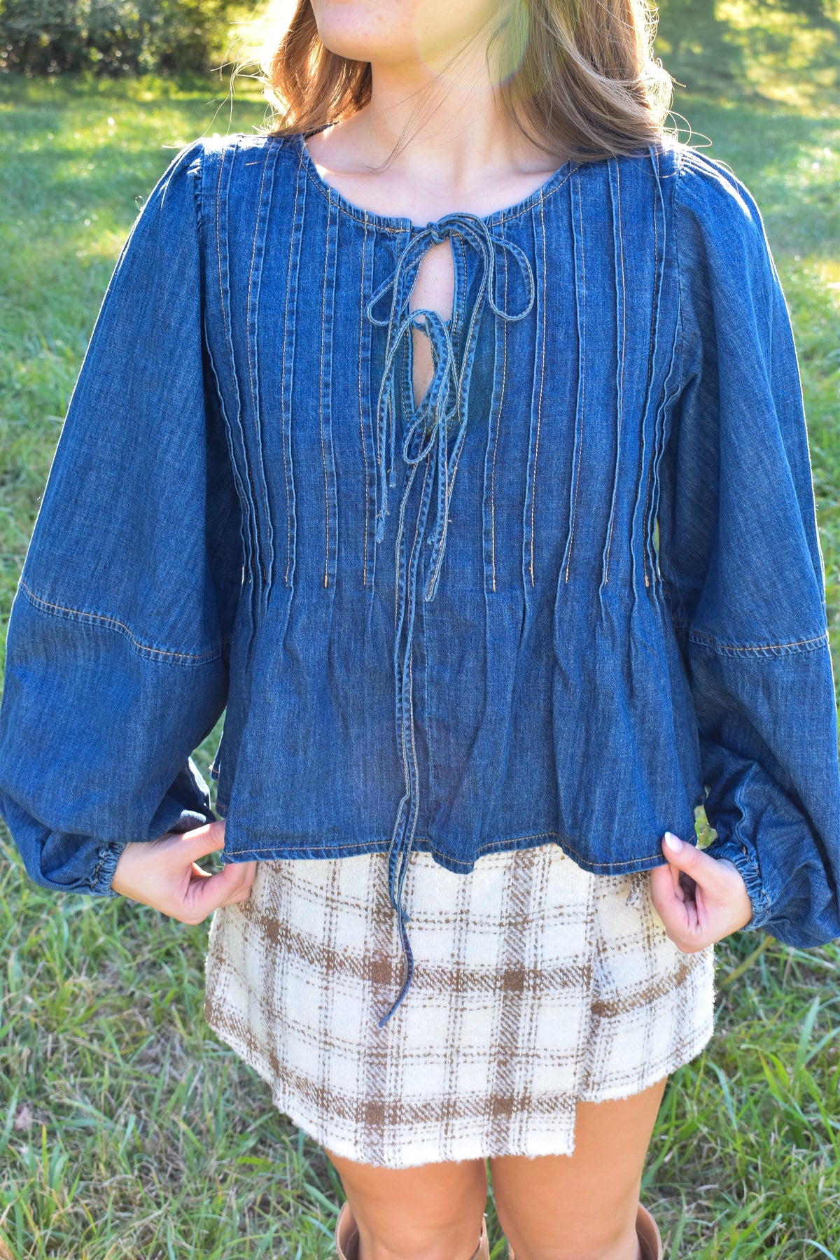 Denim Tie Top