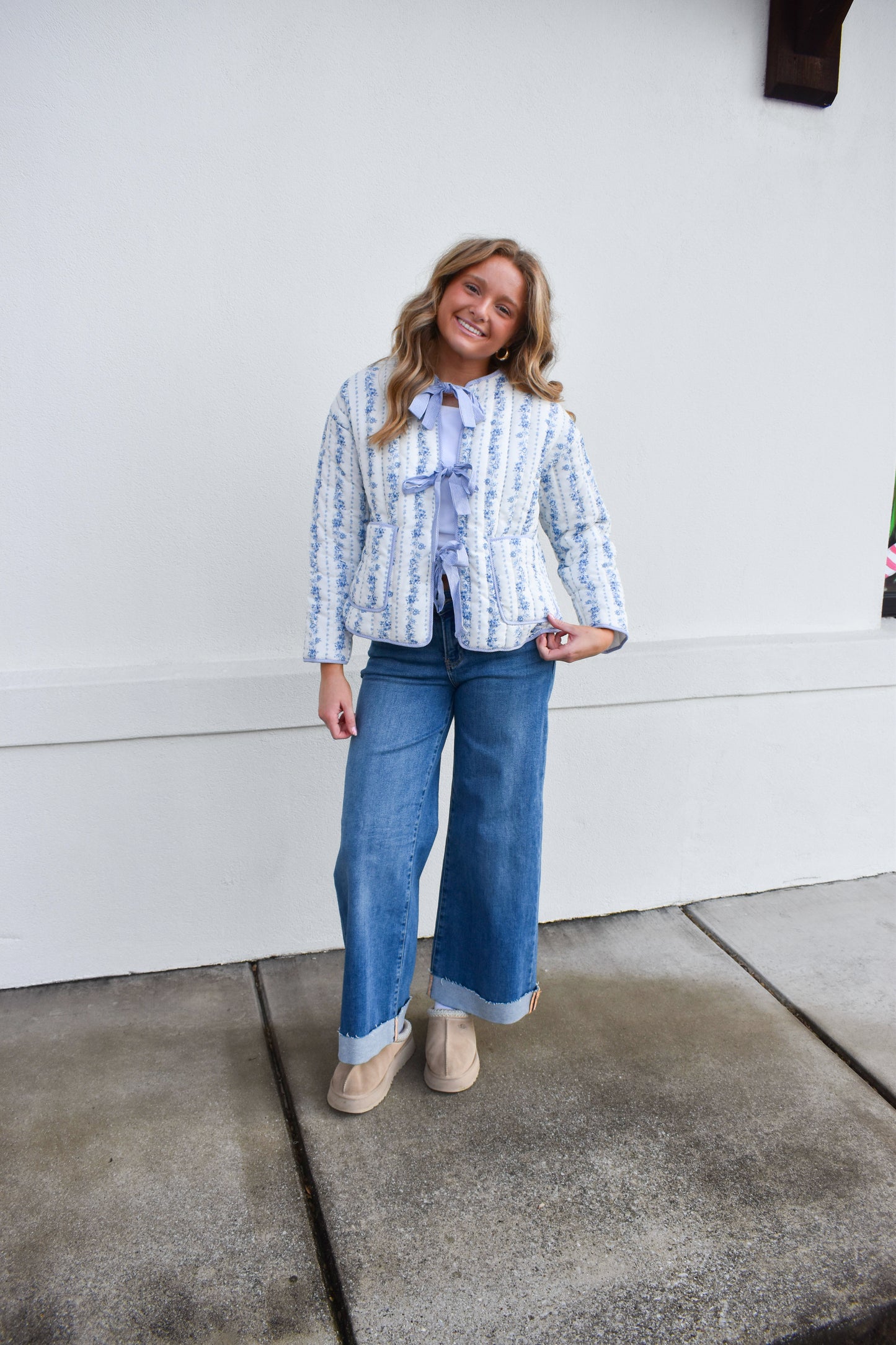 Blue Floral Quilted Jacket