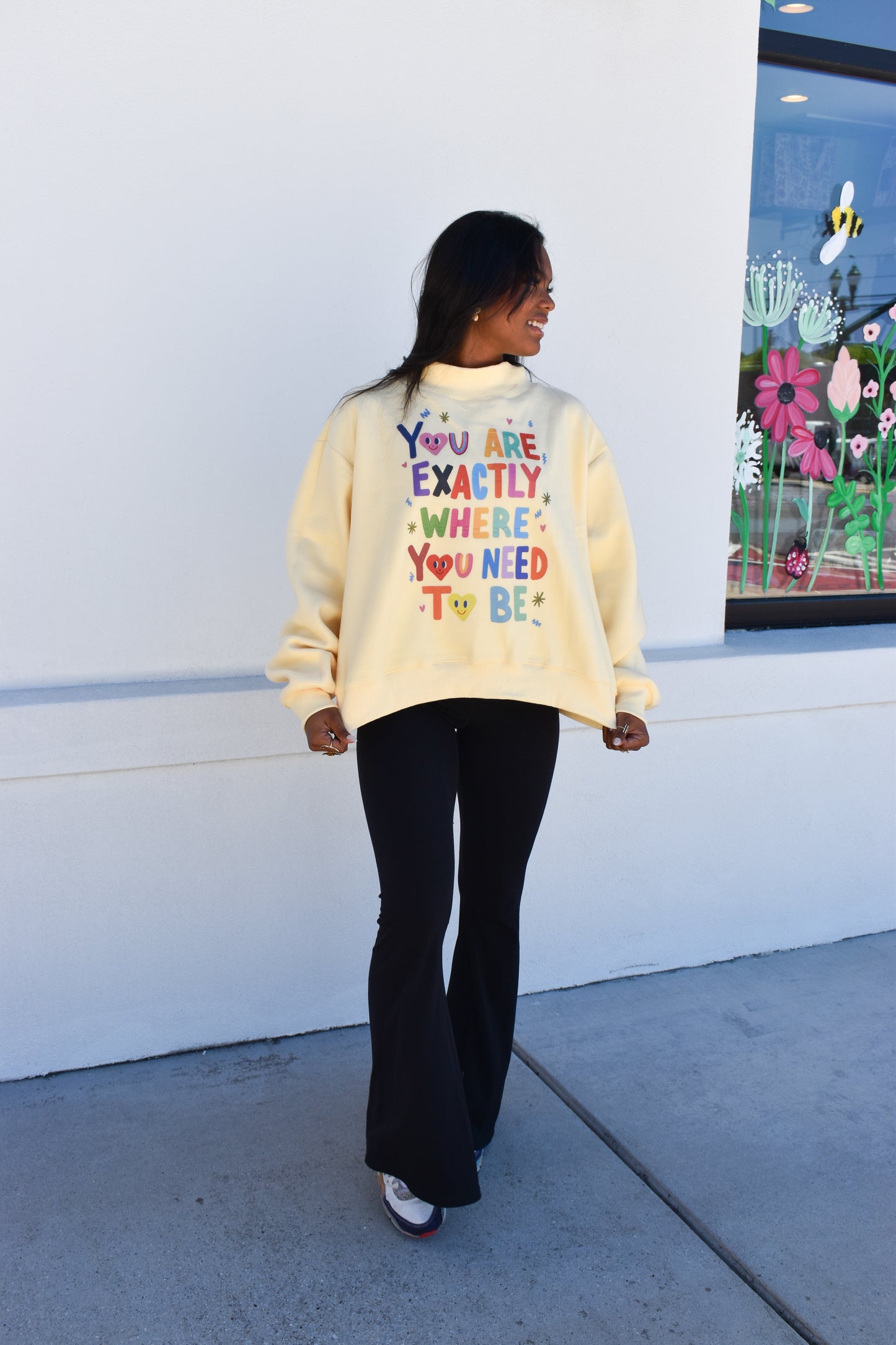 "Life is Good' Reversible Crop Mockneck
