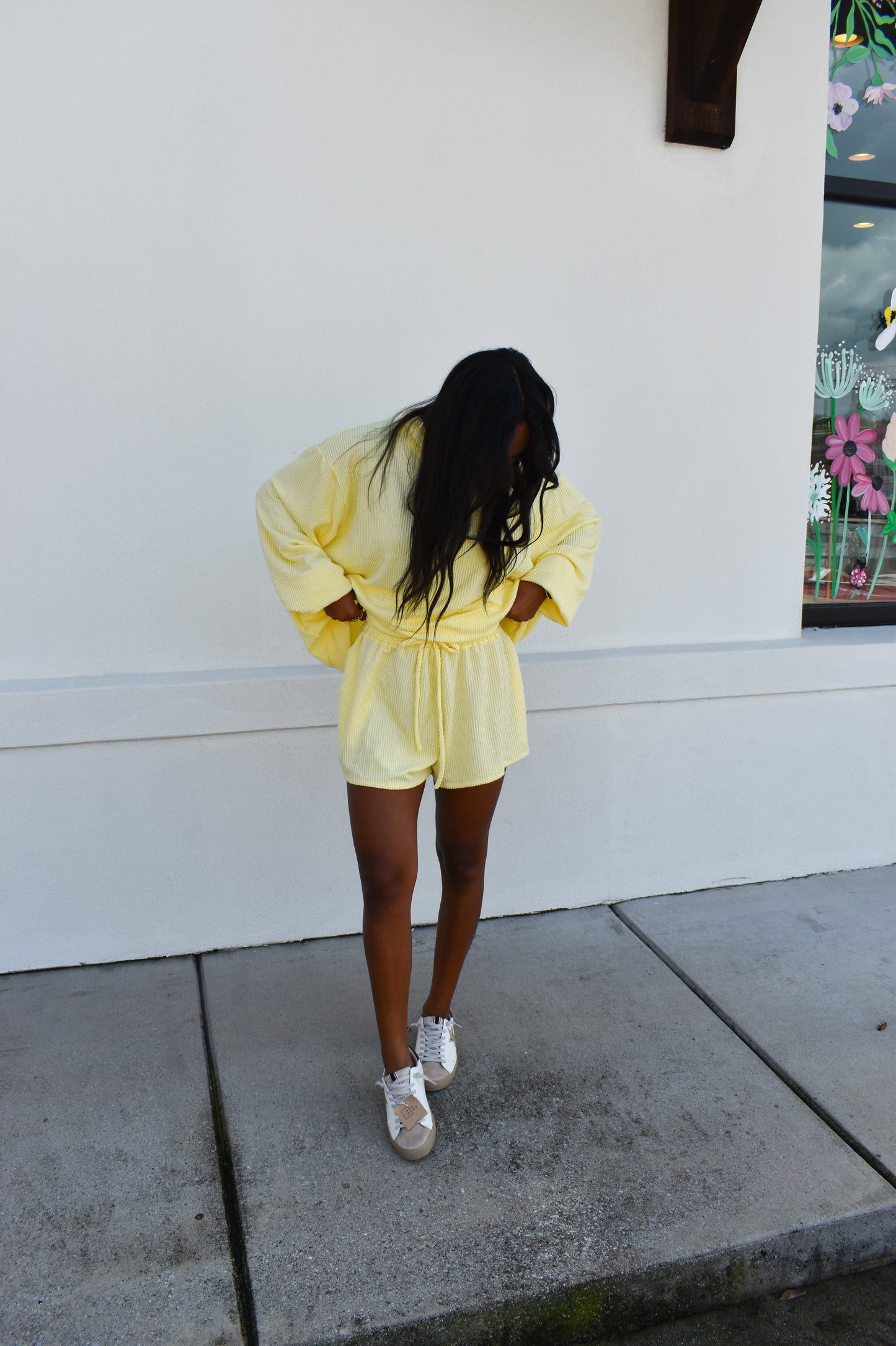 Yellow Waffle Knit Shorts