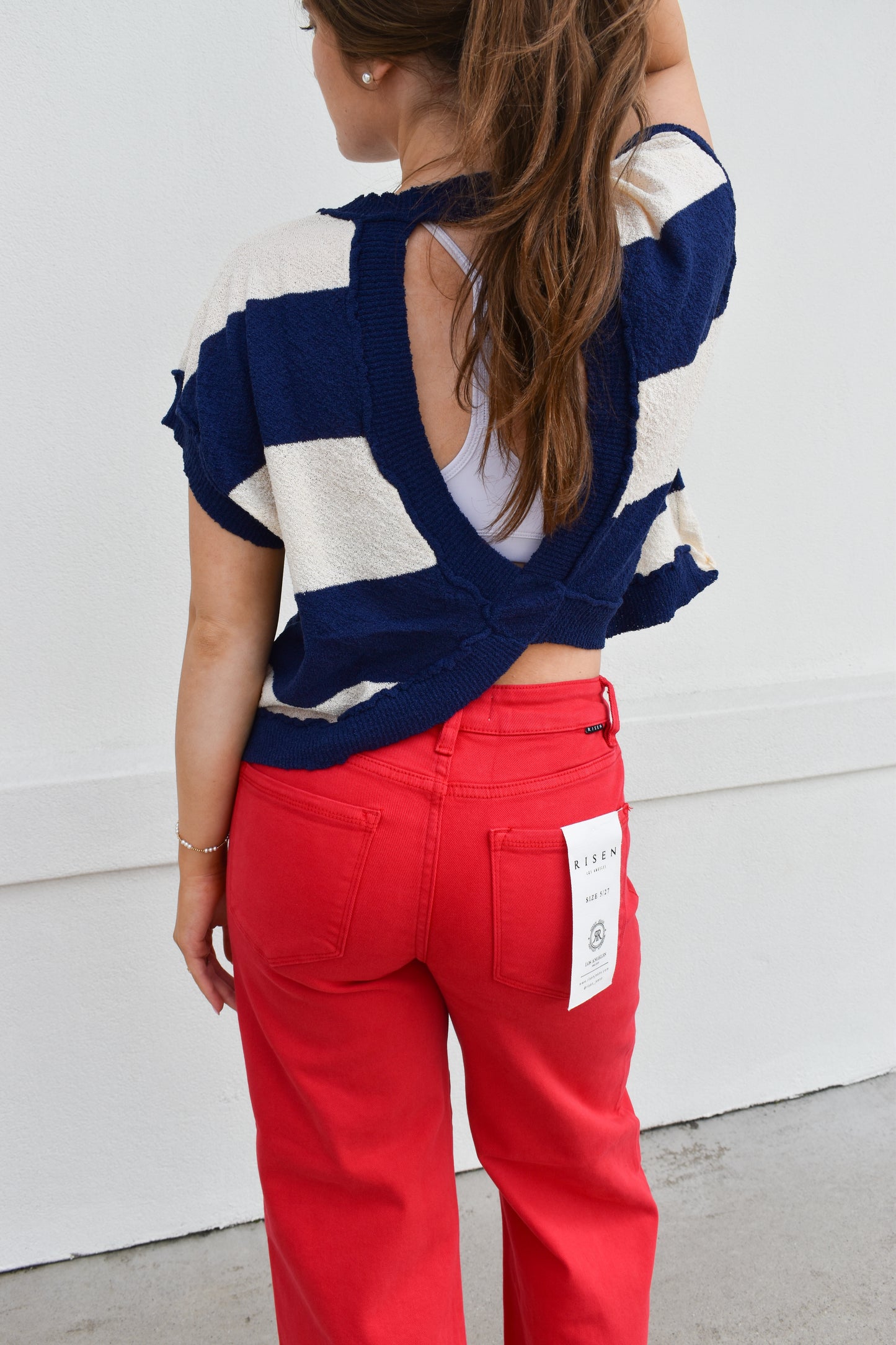Open Back Stripe Sweater