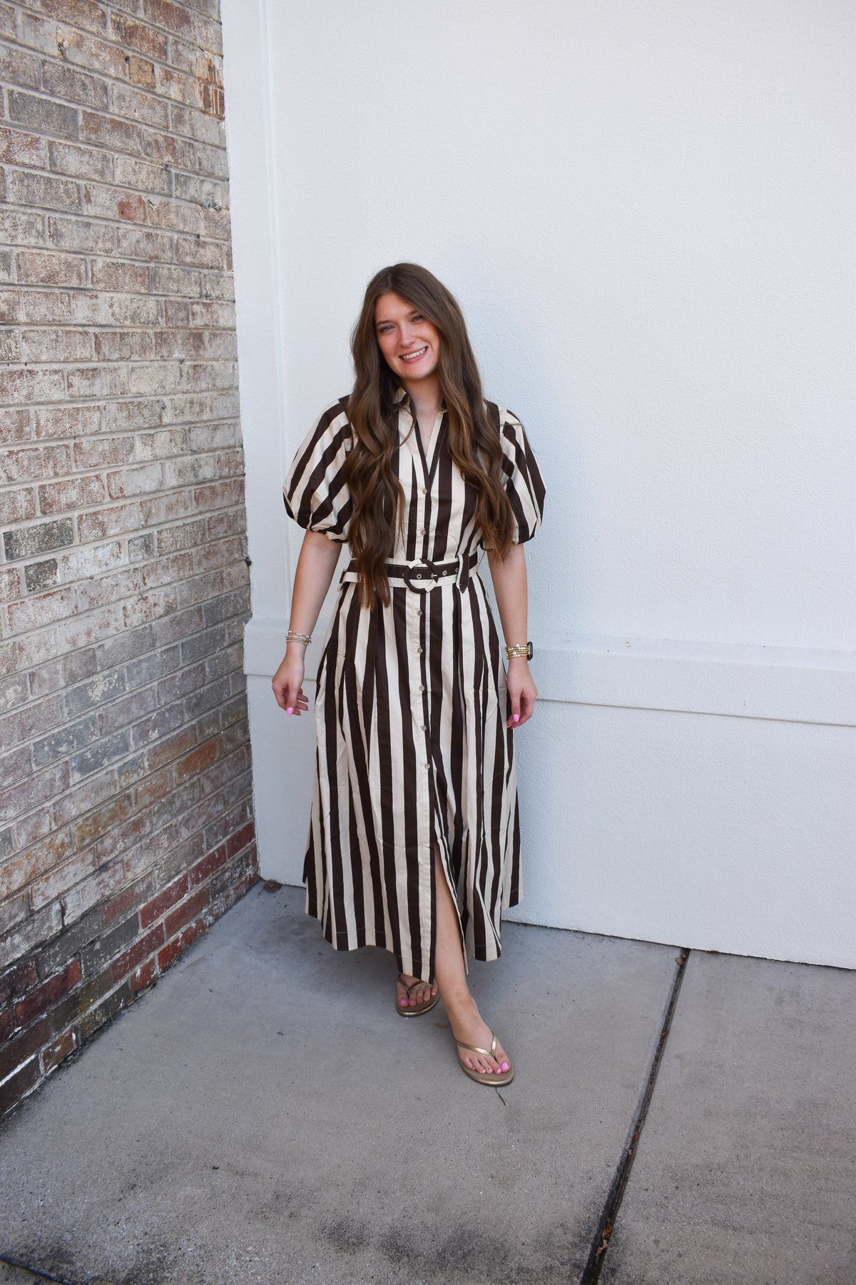 Cora Belted Stripe Maxi Dress