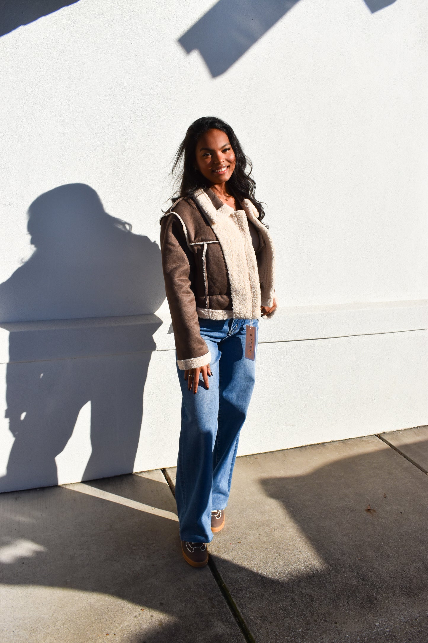 Risen High-Rise Wide Leg Jeans