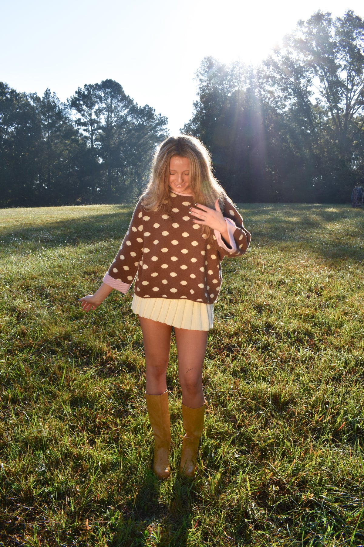 Pink & Cocoa Polka Dot Sweater