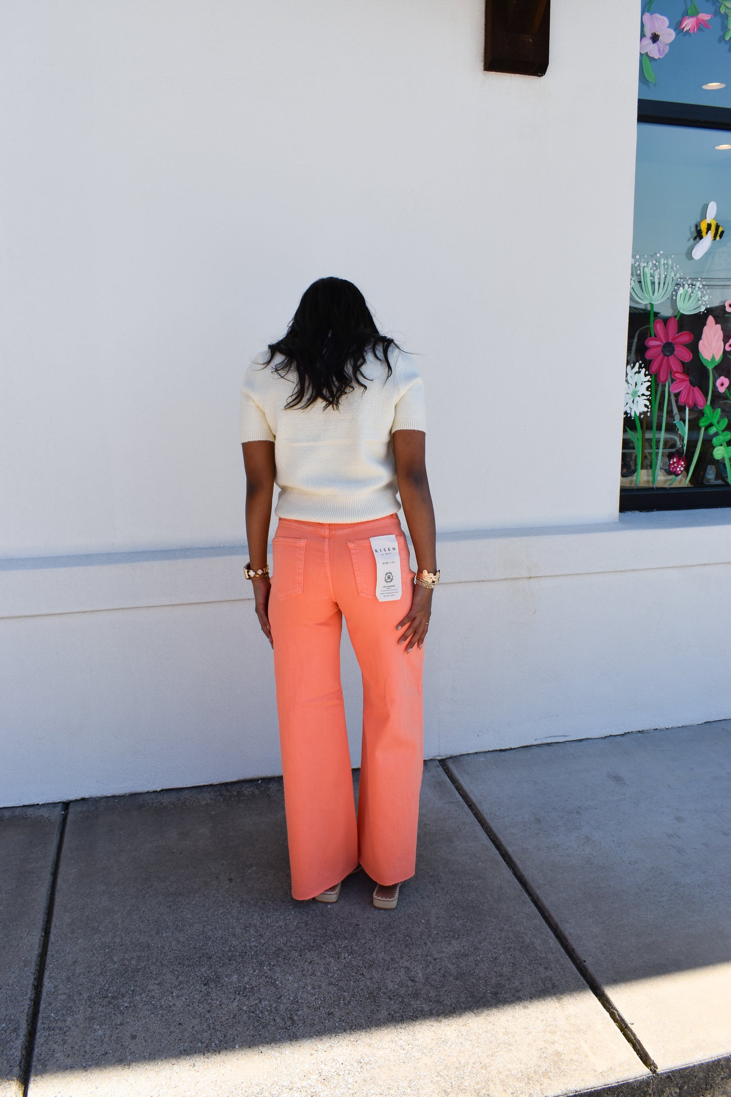 Risen Coral Wide Leg Jeans