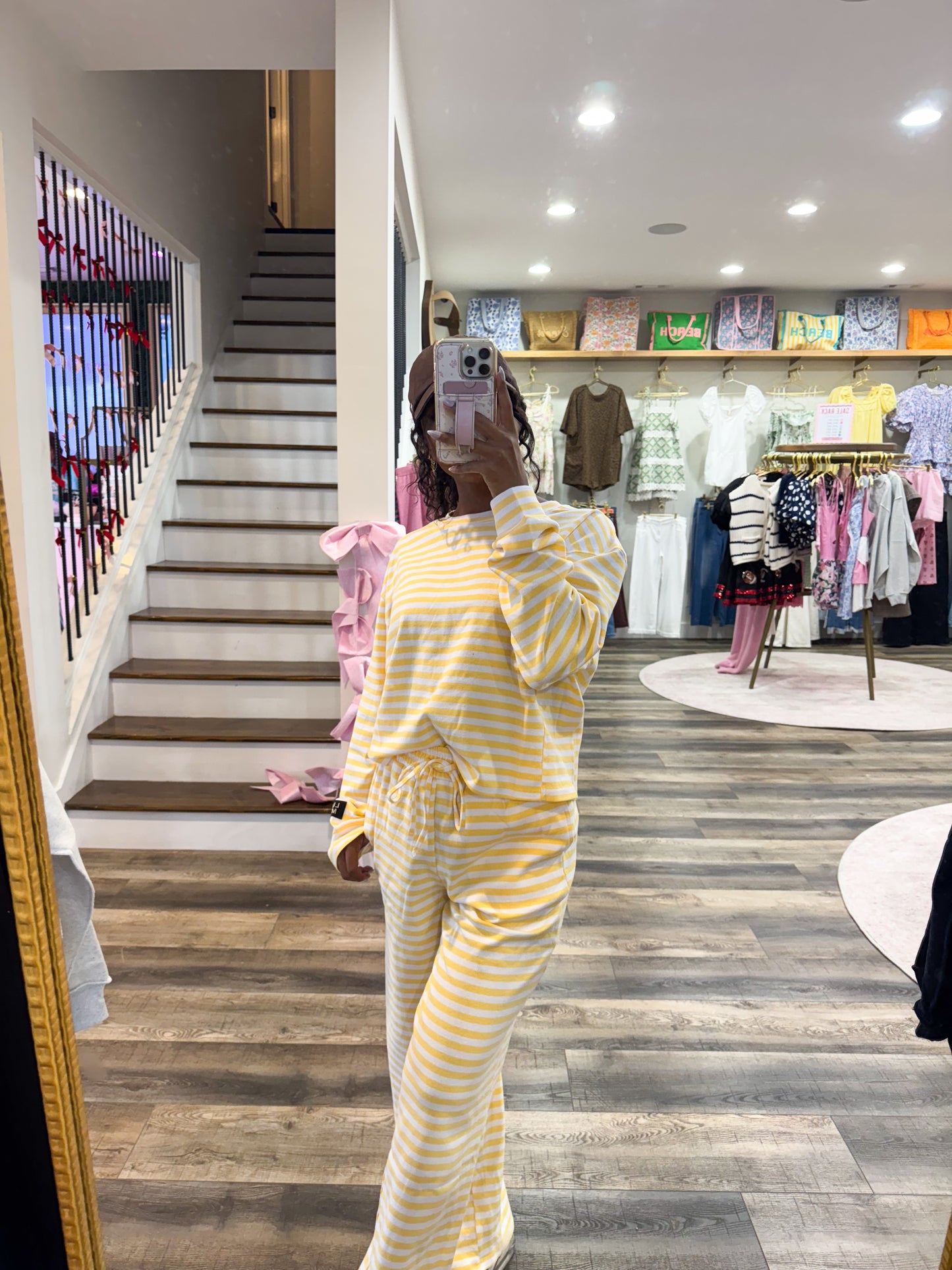 Lulu Mac Stripe Lounge Pant: Yellow