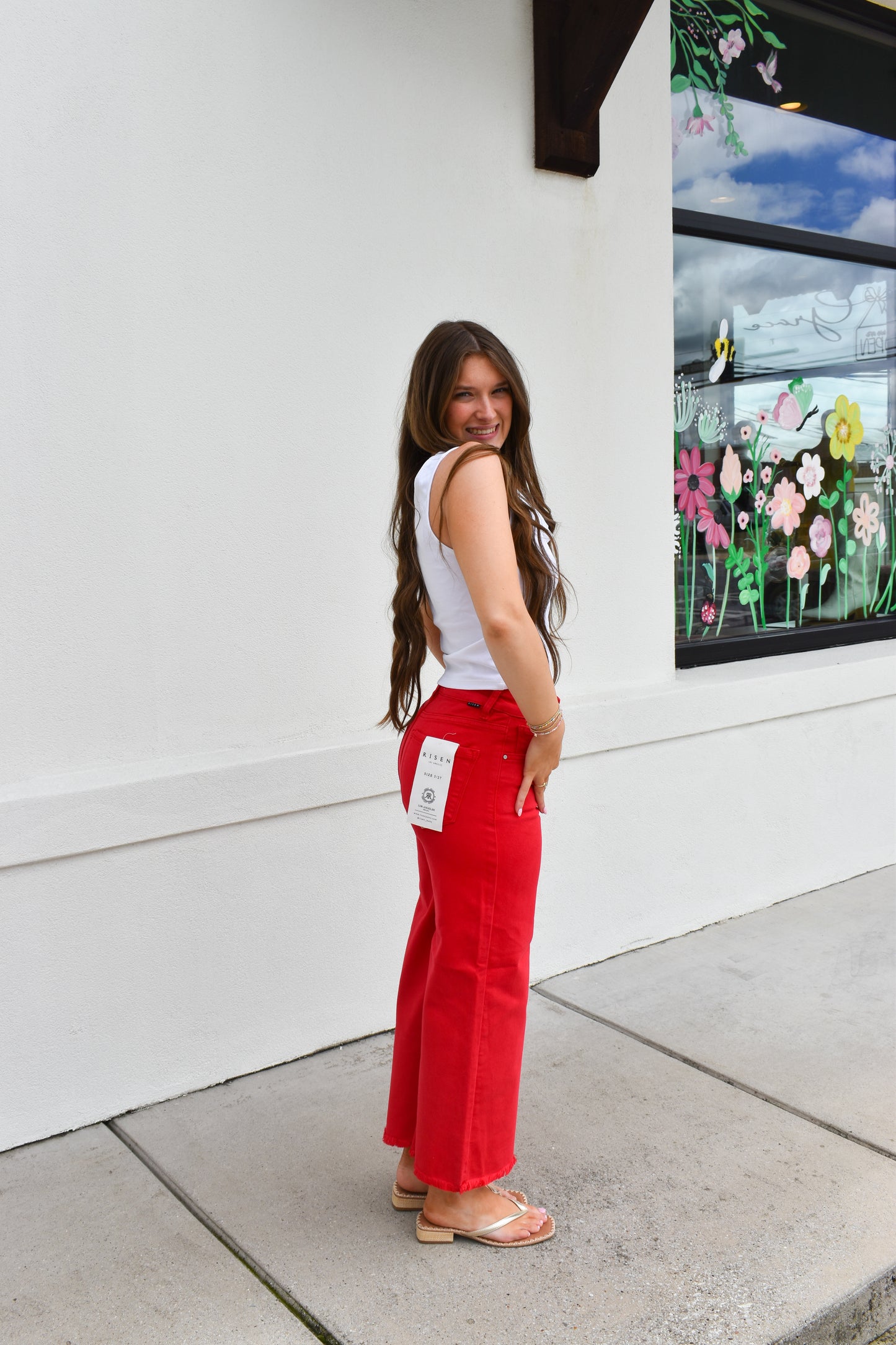 Staple Red High Rise Crop Pants