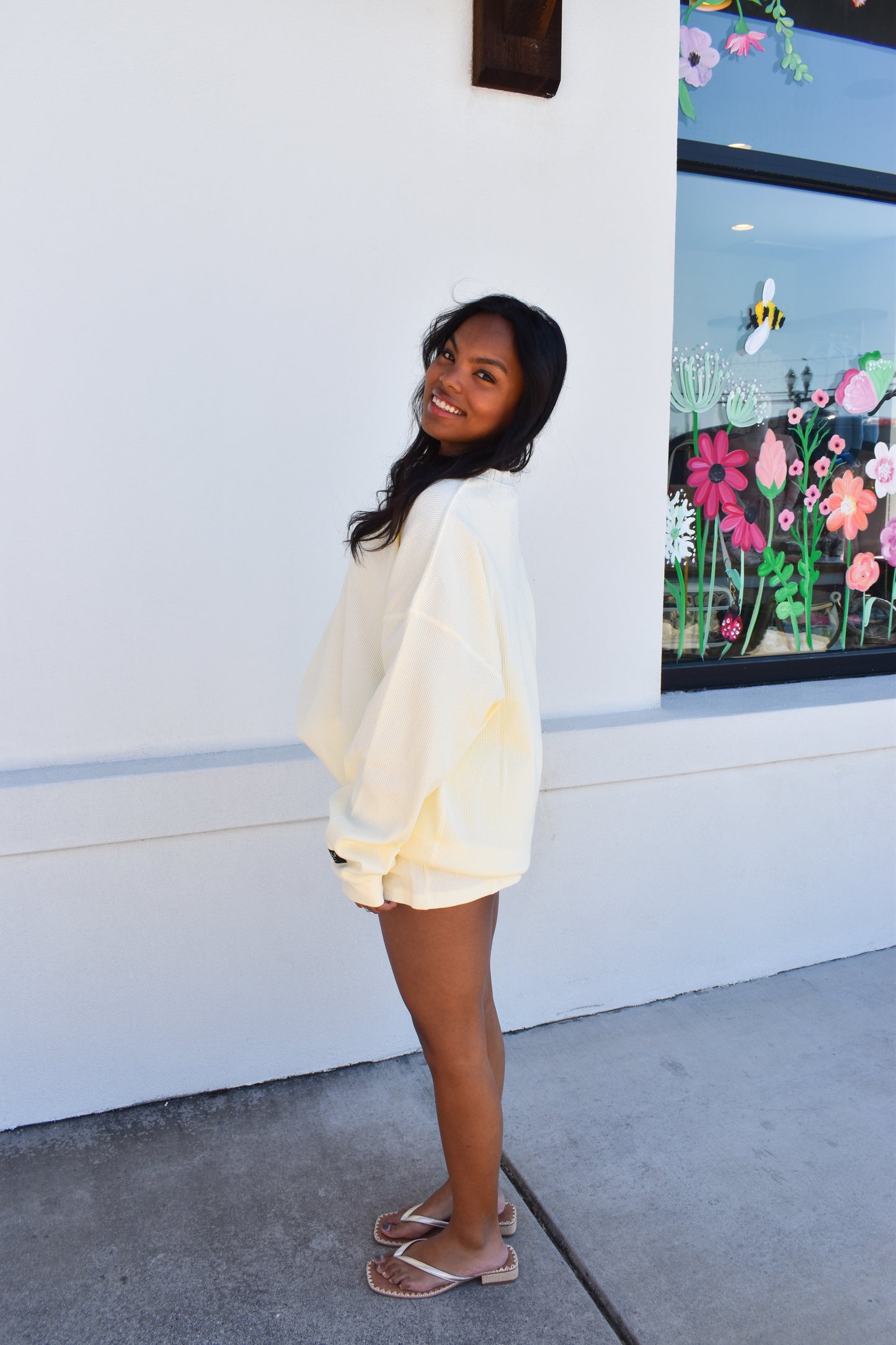Lulu Mac Waffle Long Sleeve: Yellow