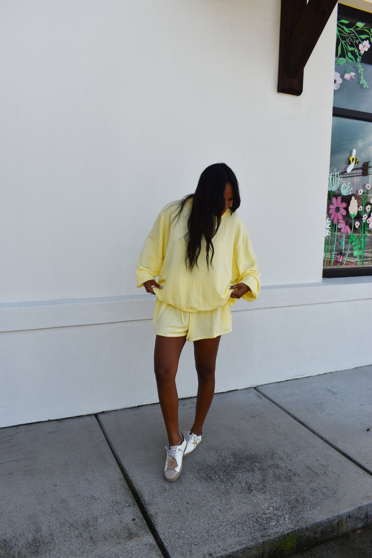 Yellow Waffle Knit Mockneck