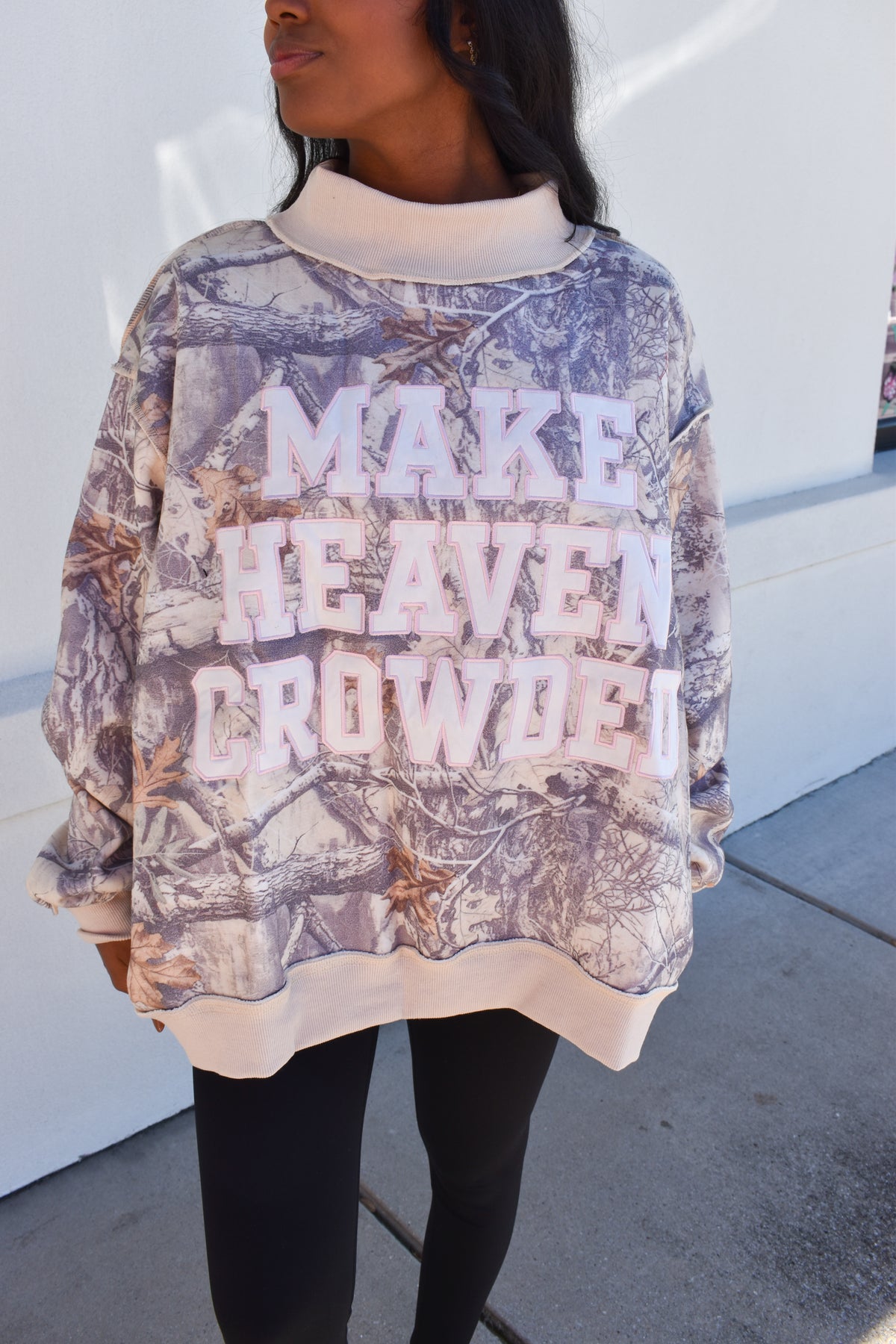Camo Appliqué Embroidery Mockneck
