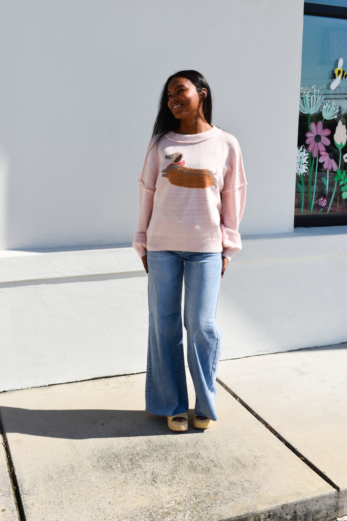 Pink Weiner Dog Sweater